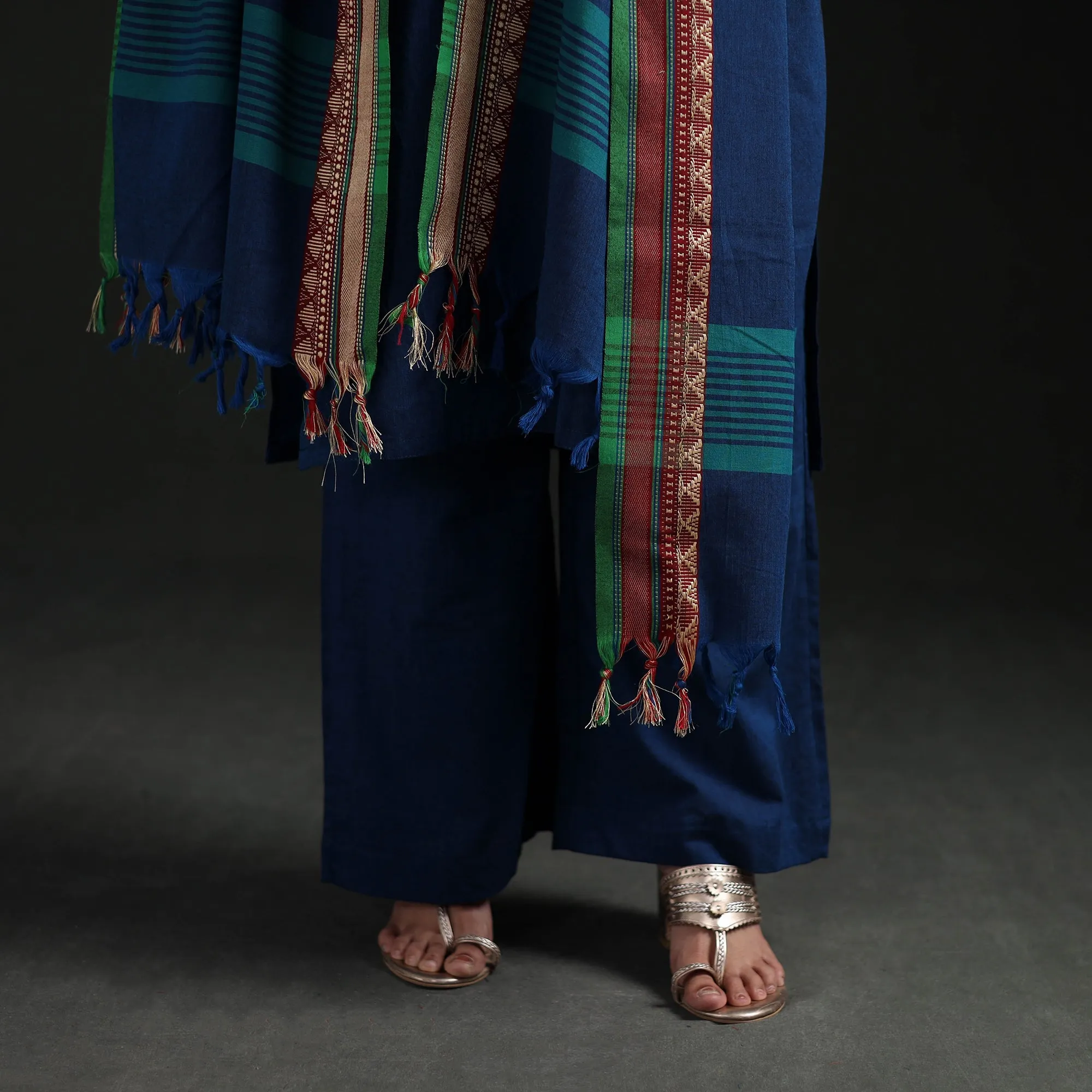 Blue - Dharwad Cotton Suit Set with Dupatta for Women 14 sold by Itokri product image thumbnail 4