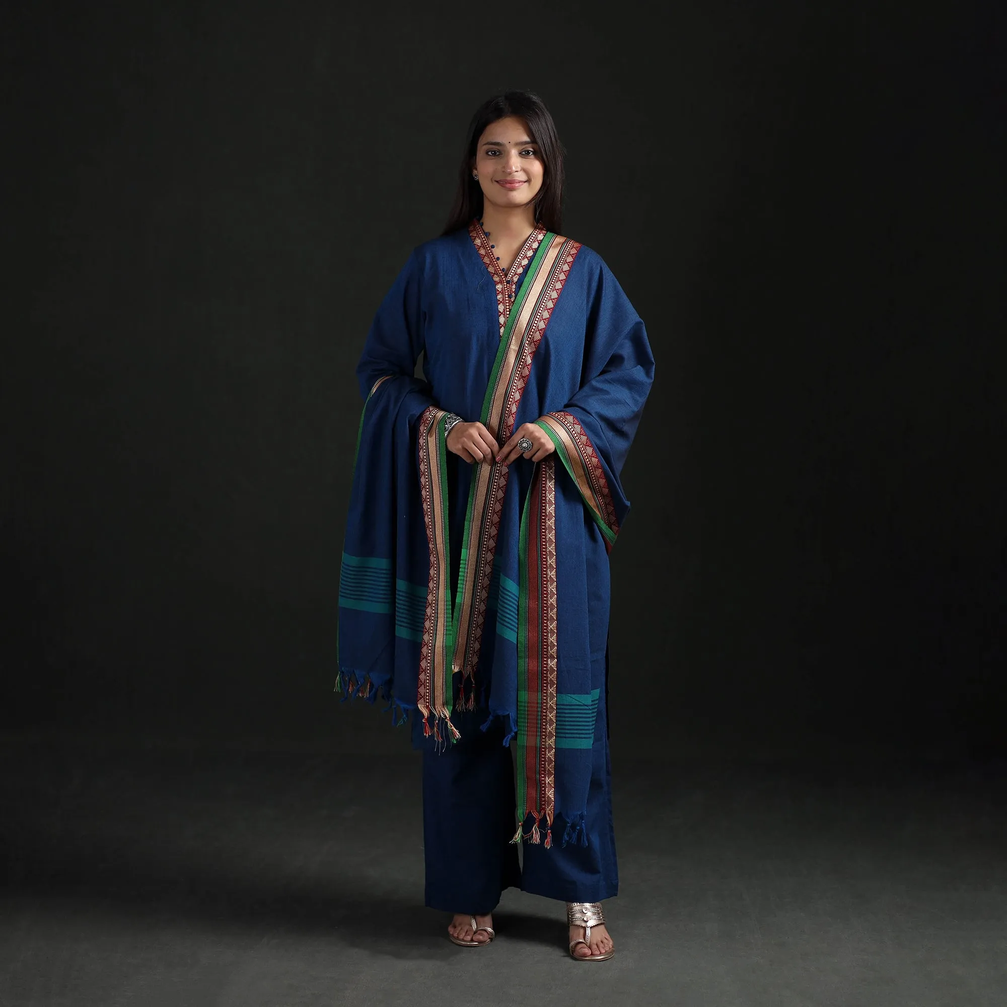 Blue - Dharwad Cotton Suit Set with Dupatta for Women 14 sold by Itokri