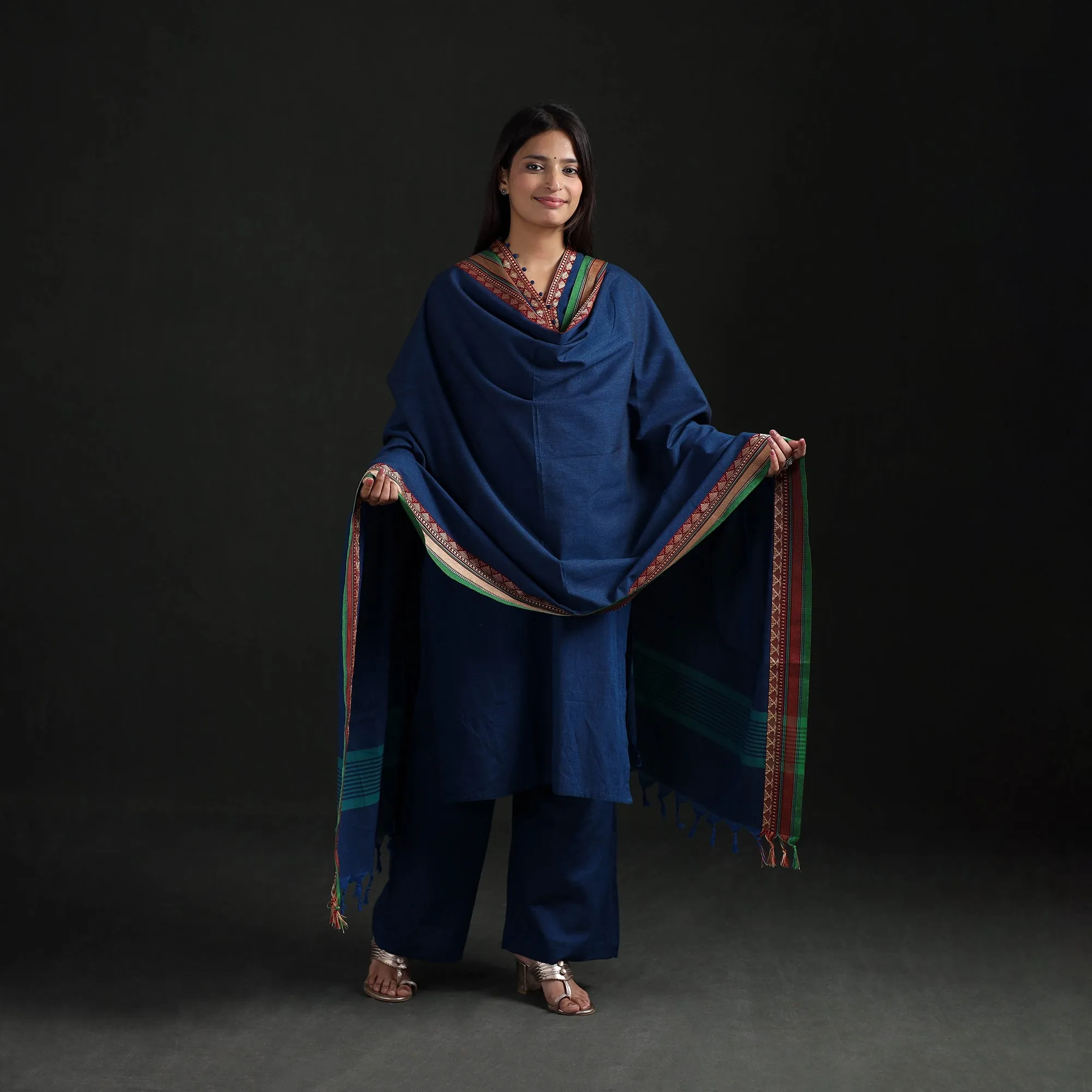 Blue - Dharwad Cotton Suit Set with Dupatta for Women 14 sold by Itokri product image thumbnail 2