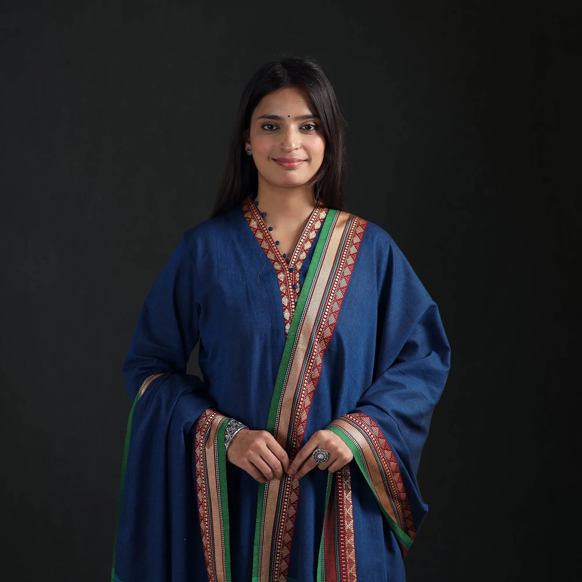 Blue - Dharwad Cotton Suit Set with Dupatta for Women 14 sold by Itokri product image thumbnail 3