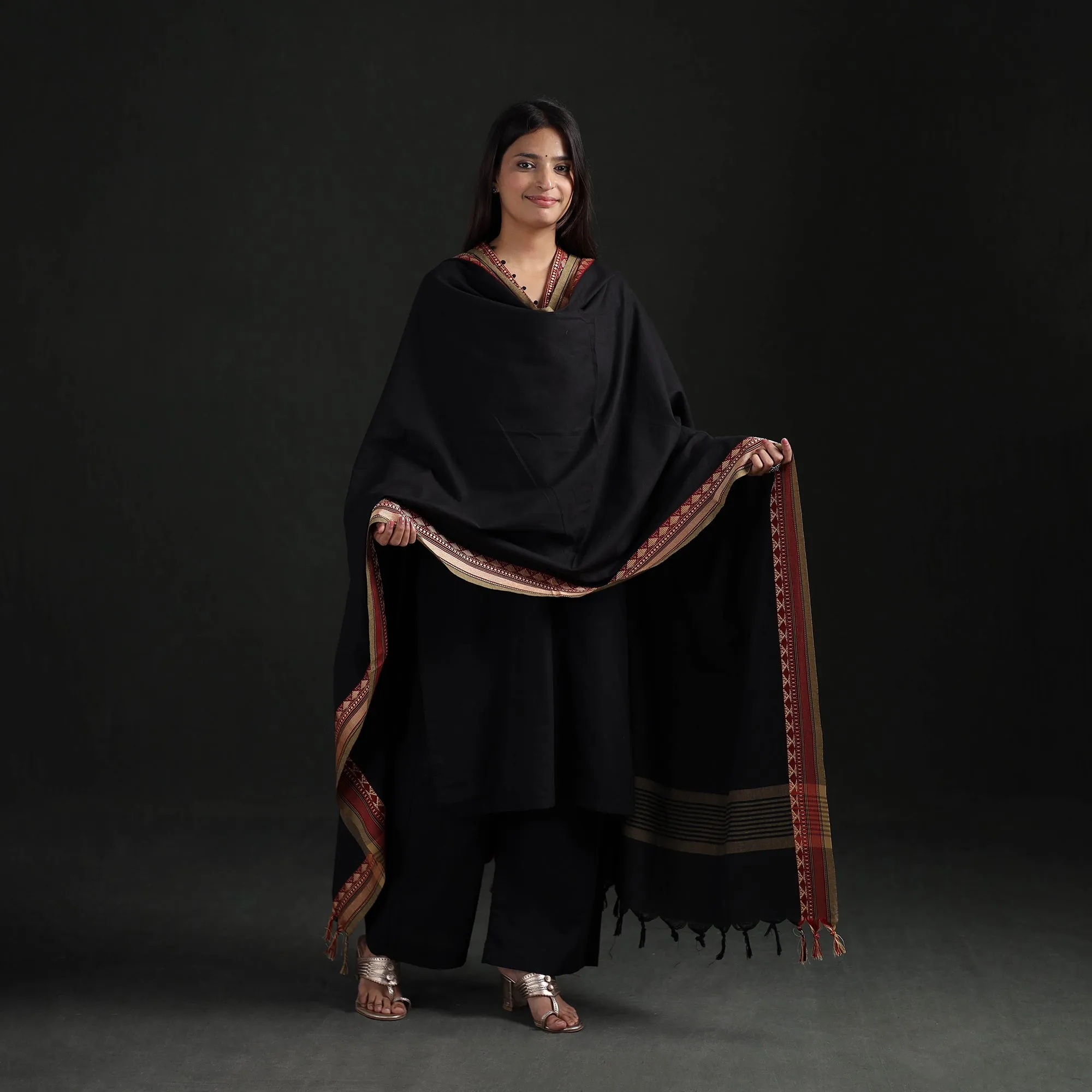 Black - Dharwad Cotton Suit Set with Dupatta for Women 15 sold by Itokri product image thumbnail 2