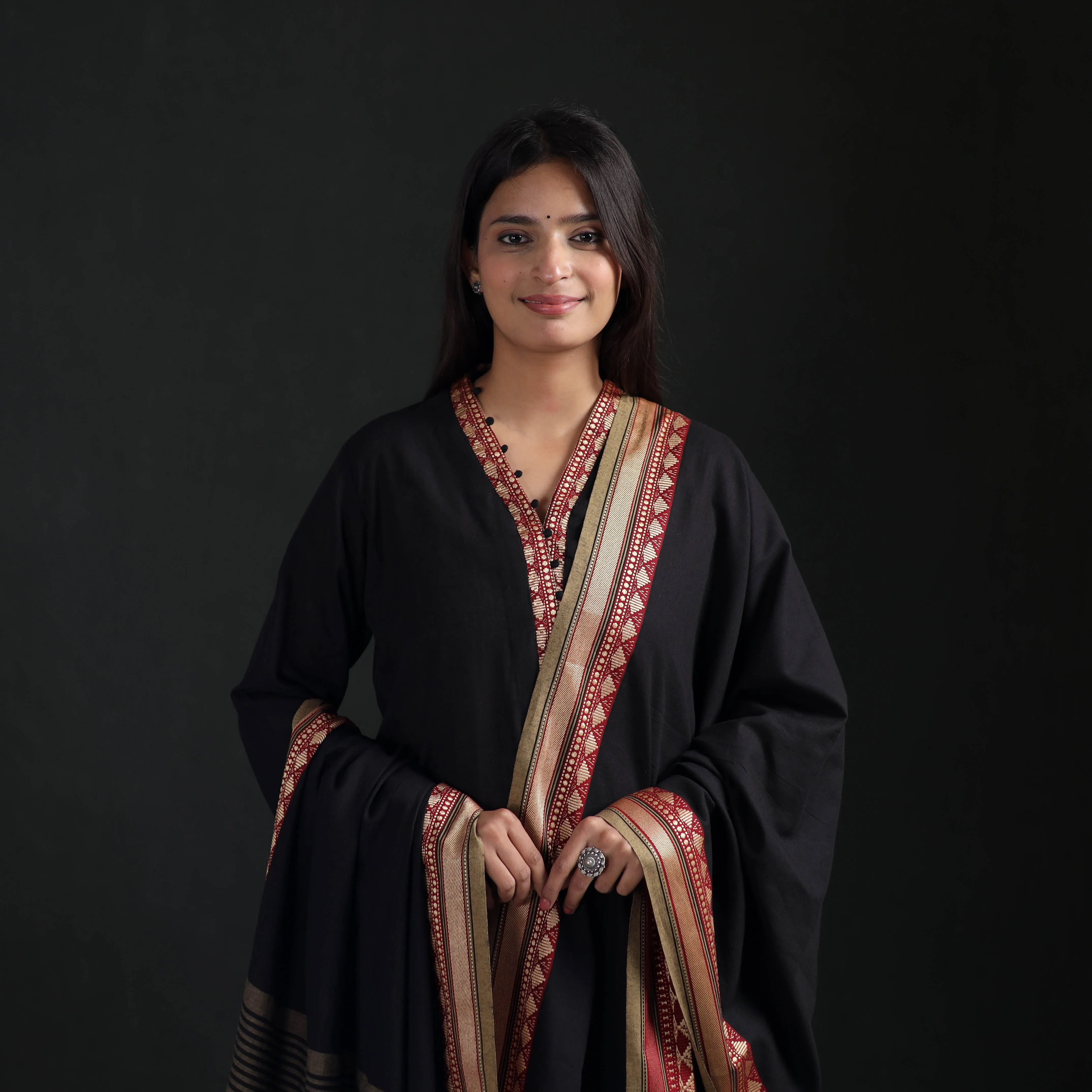 Black - Dharwad Cotton Suit Set with Dupatta for Women 15 sold by Itokri product image thumbnail 3