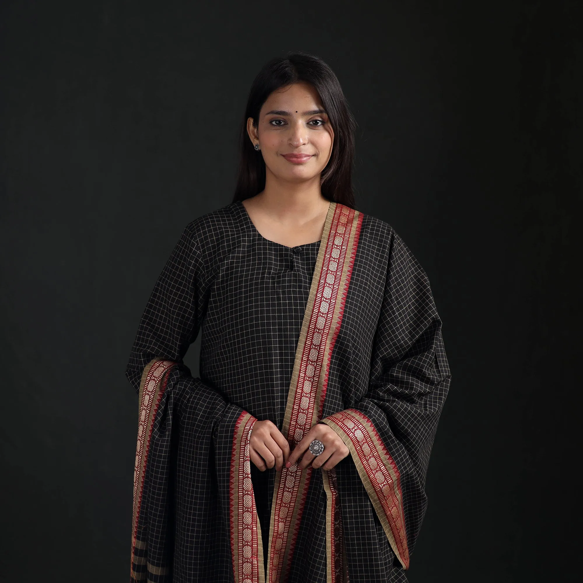 Black - Dharwad Cotton Suit Set with Dupatta for Women 09 sold by Itokri product image thumbnail 3