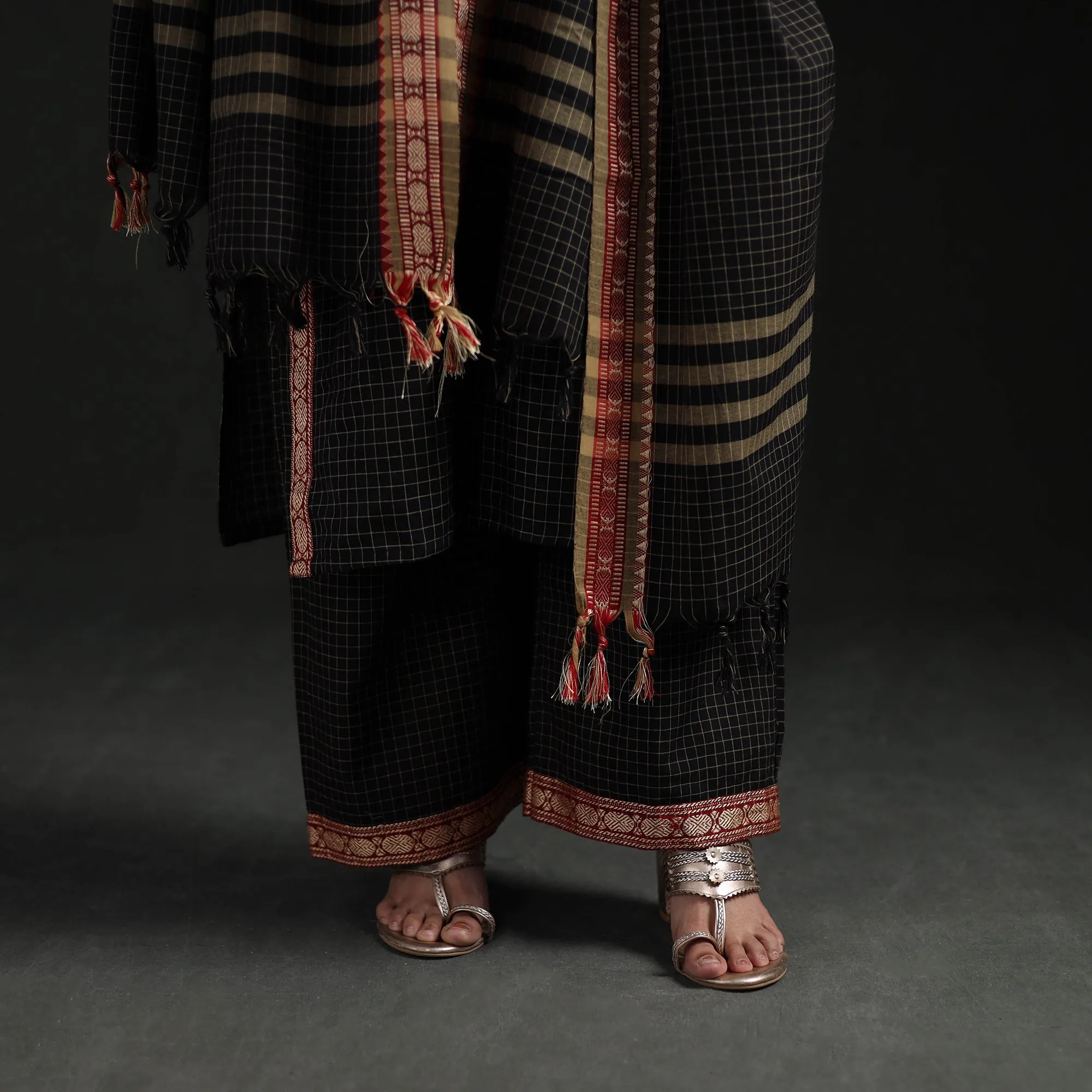 Black - Dharwad Cotton Suit Set with Dupatta for Women 09 sold by Itokri product image thumbnail 4