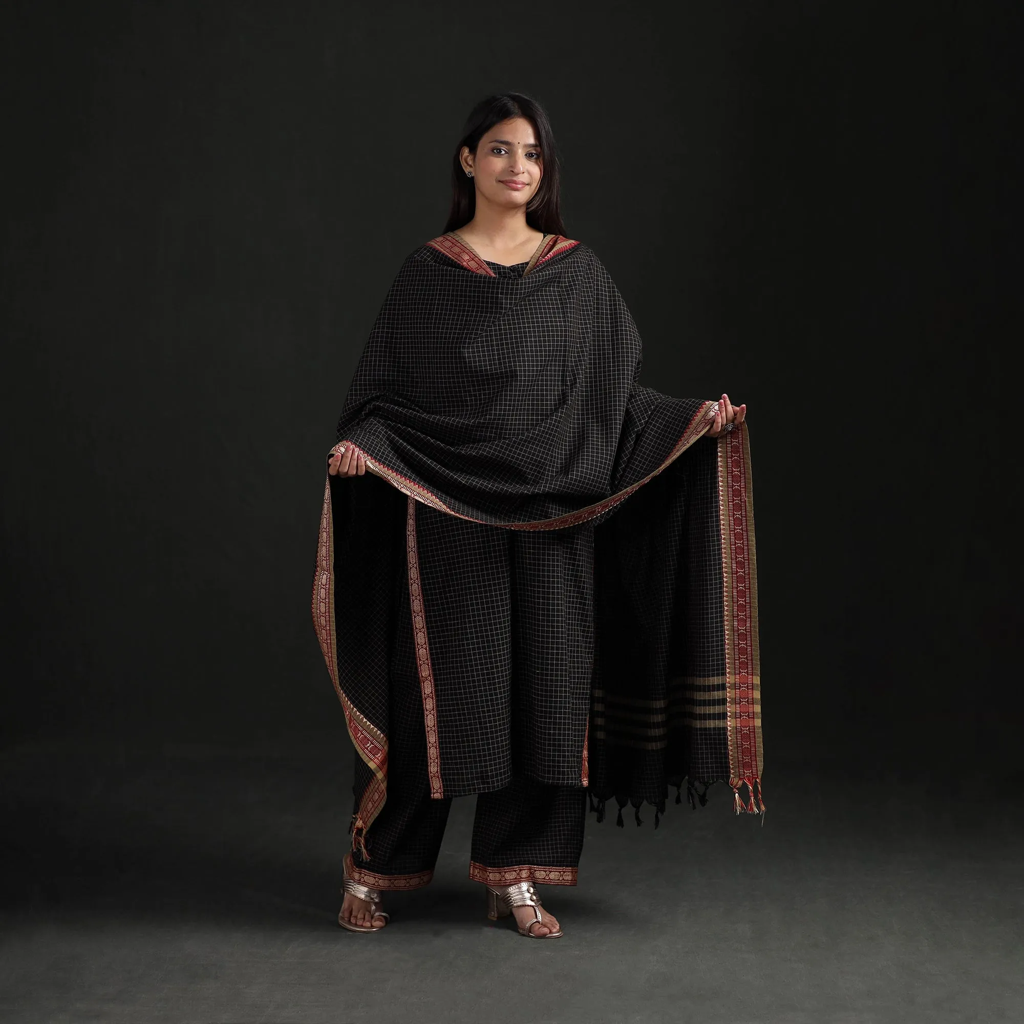 Black - Dharwad Cotton Suit Set with Dupatta for Women 09 sold by Itokri product image thumbnail 2