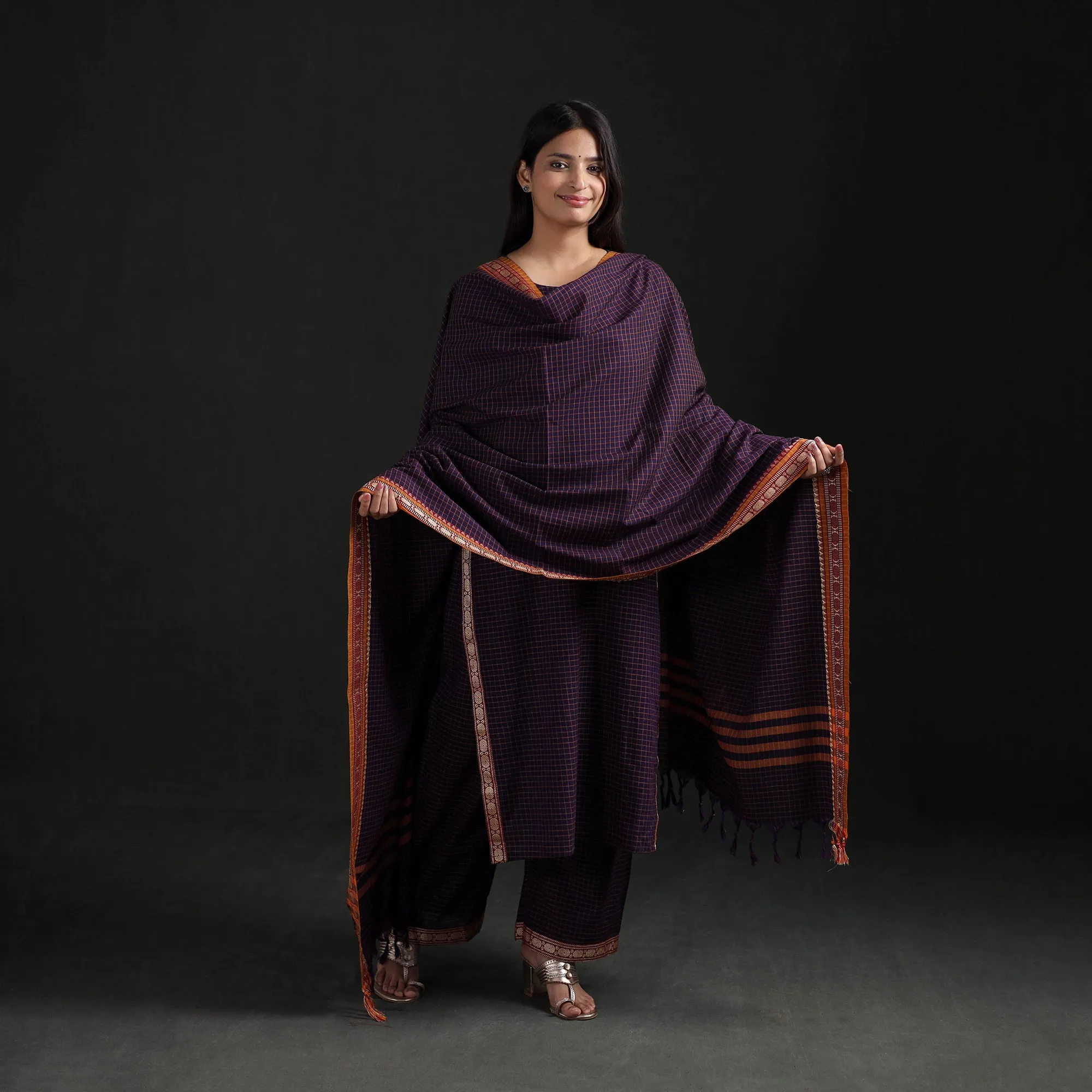 Purple - Dharwad Cotton Suit Set with Dupatta for Women 08 sold by Itokri product image thumbnail 2