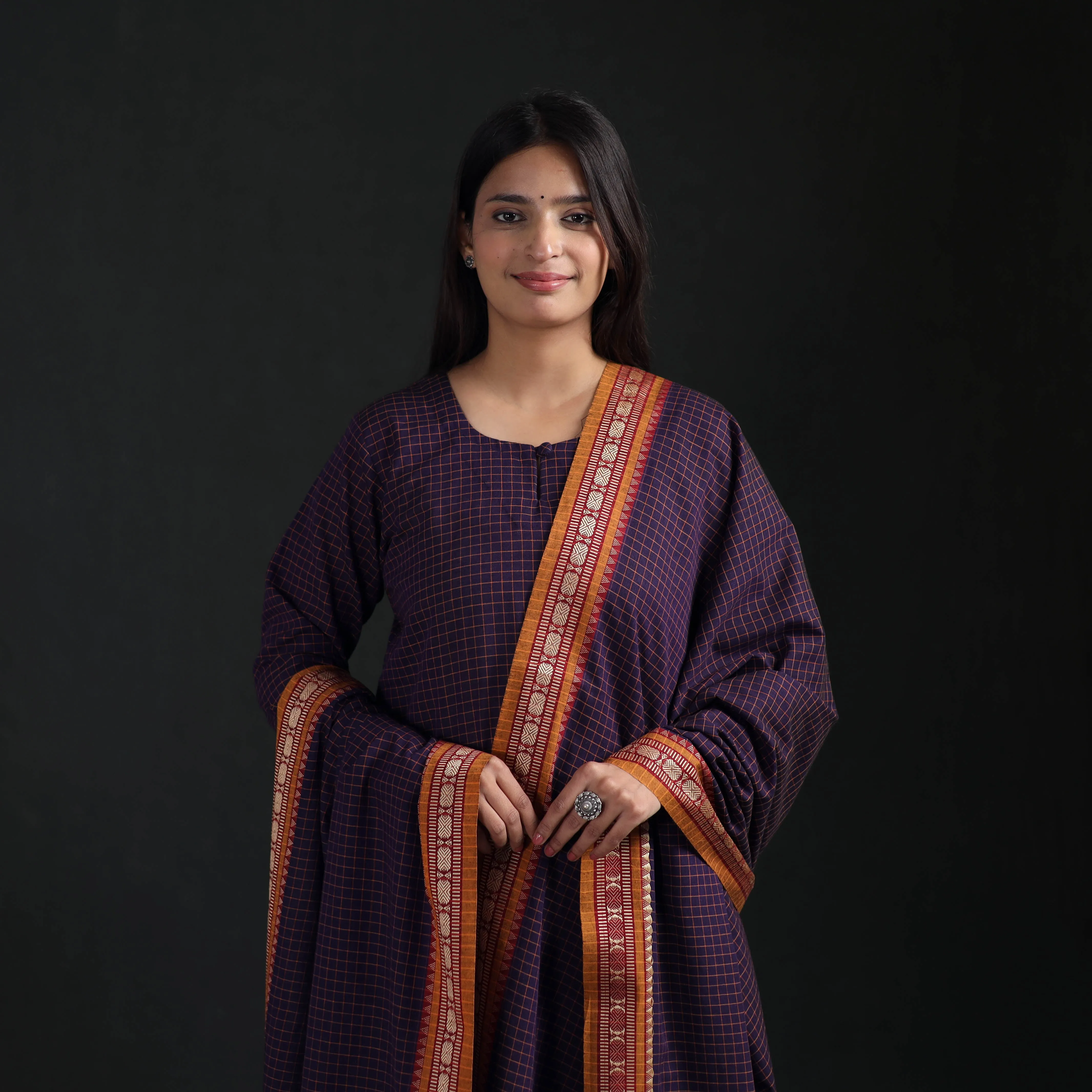 Purple - Dharwad Cotton Suit Set with Dupatta for Women 08 sold by Itokri product image thumbnail 3