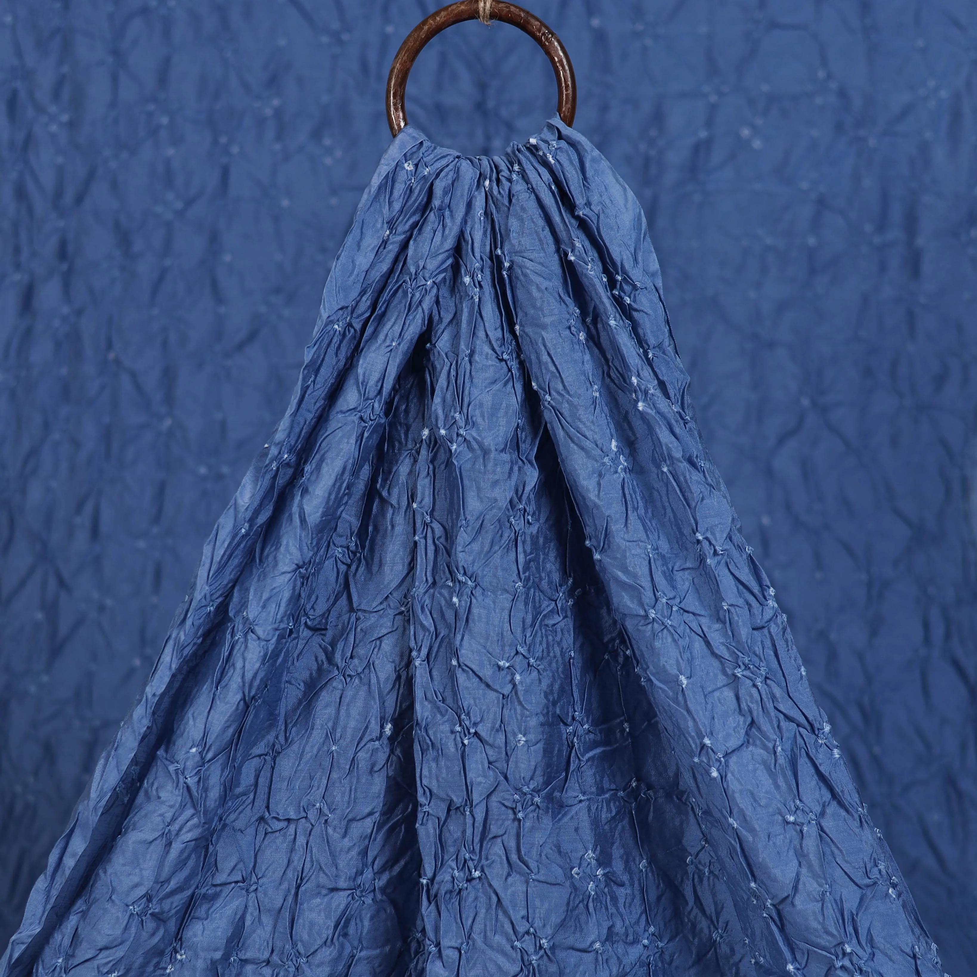 Blue - Kutch Bandhani Tie-Dye Chanderi Silk Fabric 14 sold by Itokri