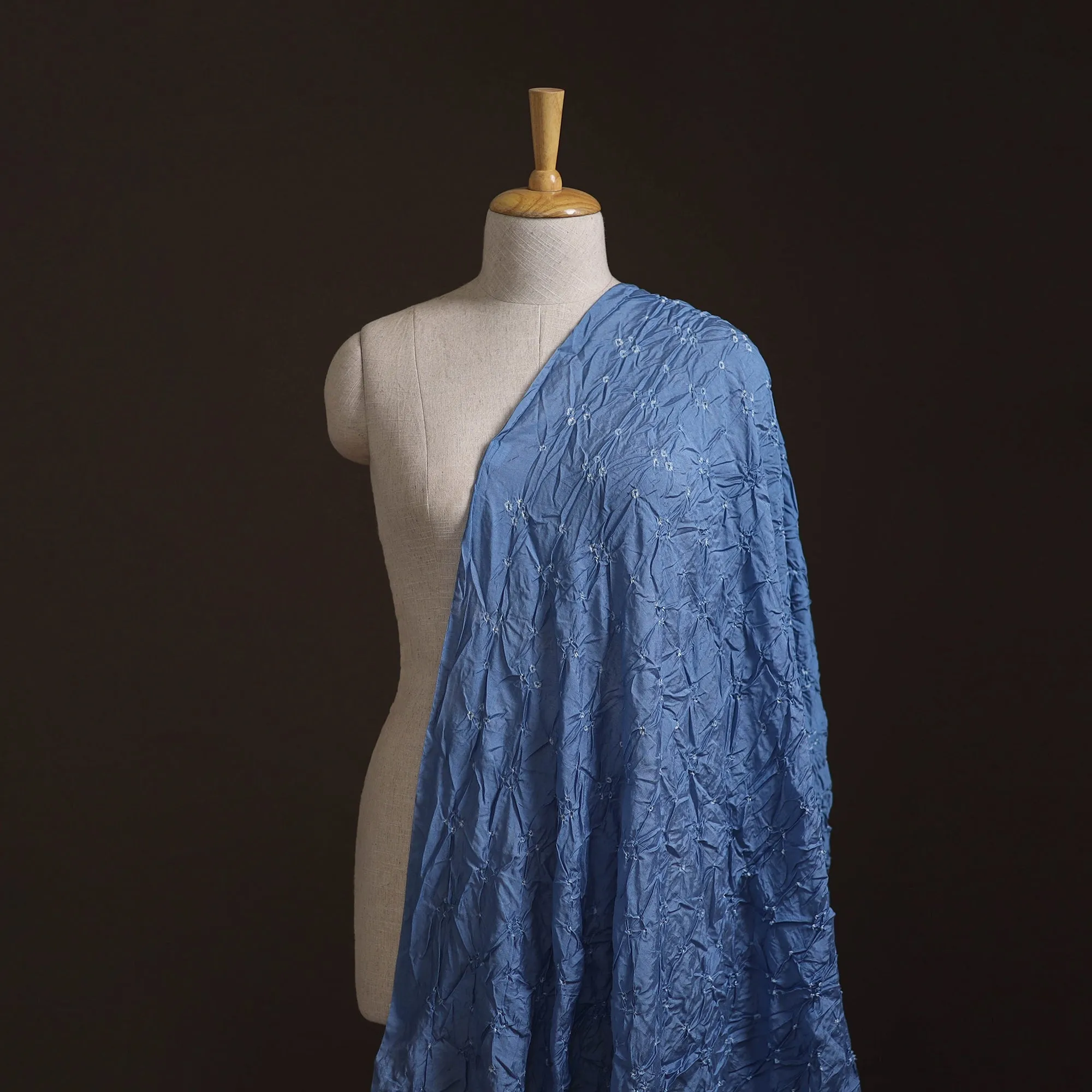 Blue - Kutch Bandhani Tie-Dye Chanderi Silk Fabric 14 sold by Itokri product image thumbnail 2