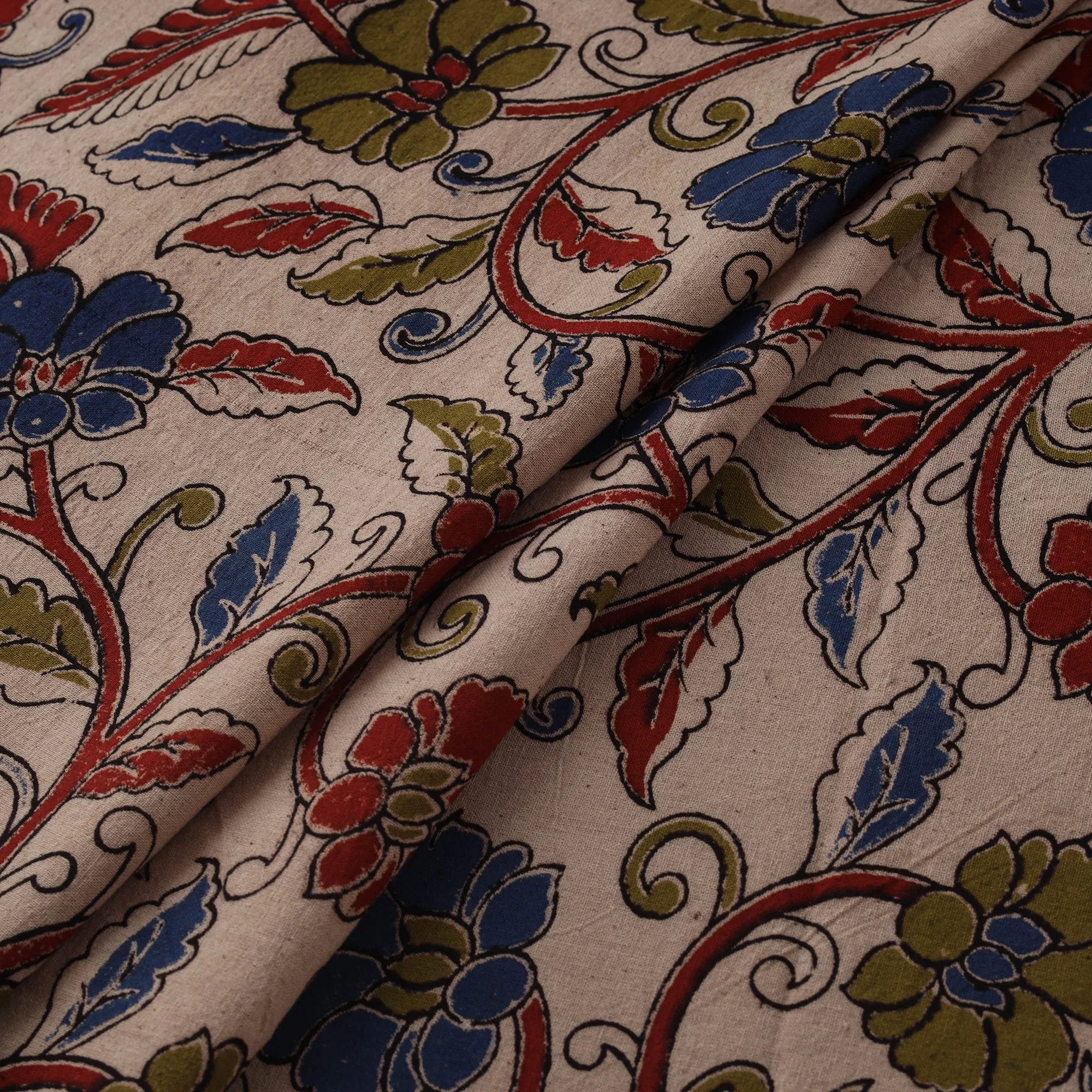Beige - Kalamkari Printed Cotton Fabric 25 sold by Itokri product image thumbnail 2