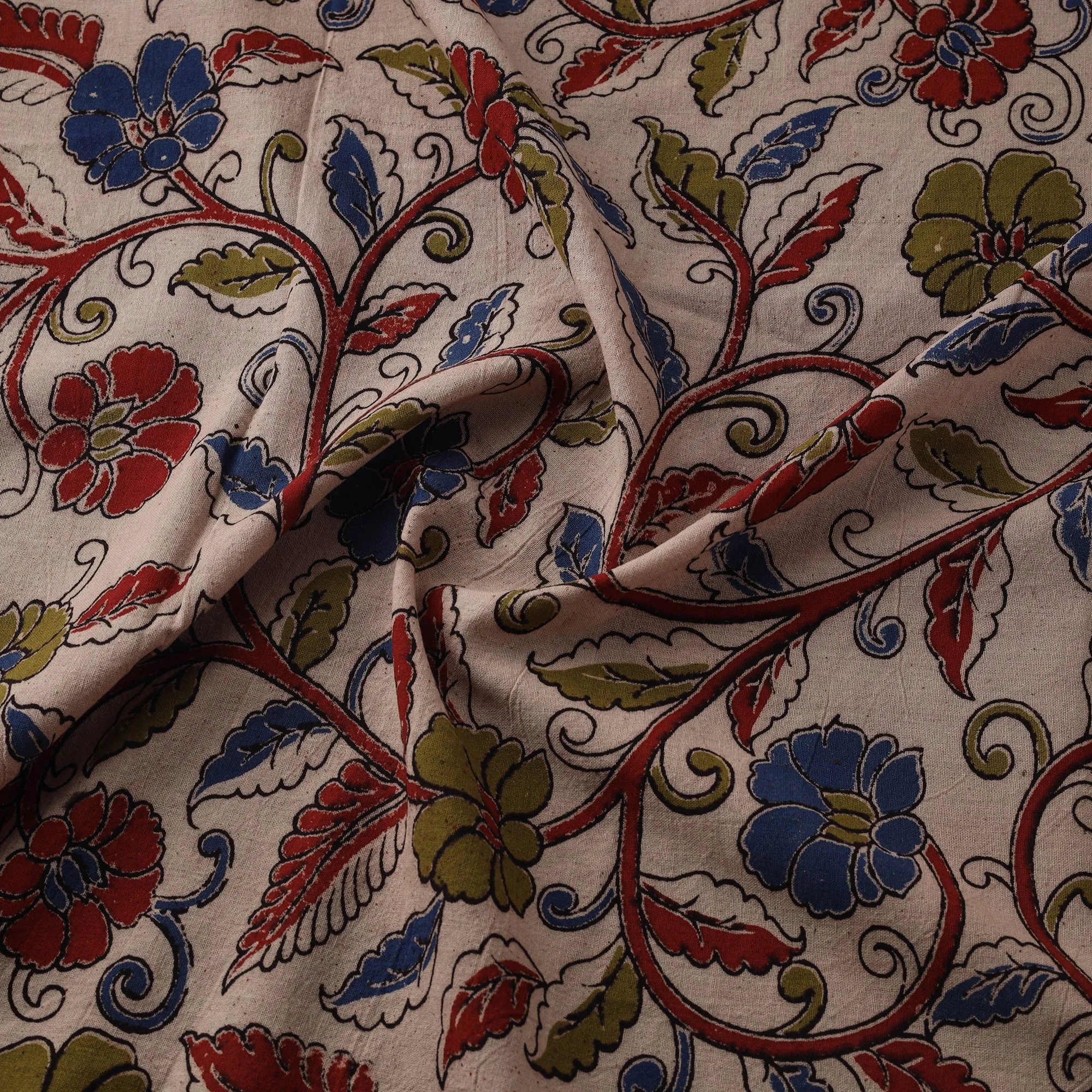 Beige - Kalamkari Printed Cotton Fabric 25 sold by Itokri product image thumbnail 3