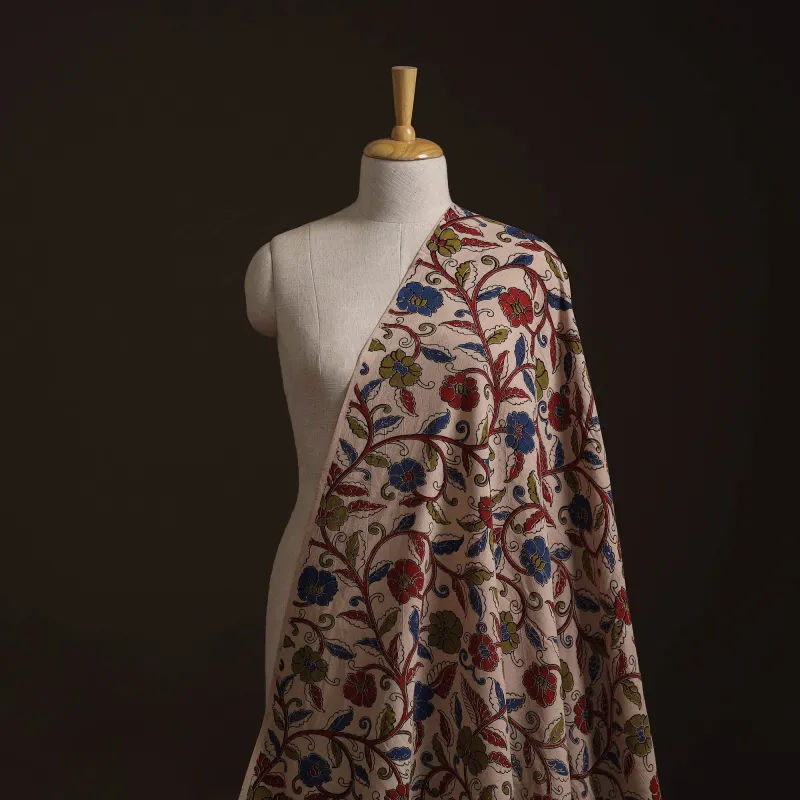 Beige - Kalamkari Printed Cotton Fabric 25 made by Itokri
