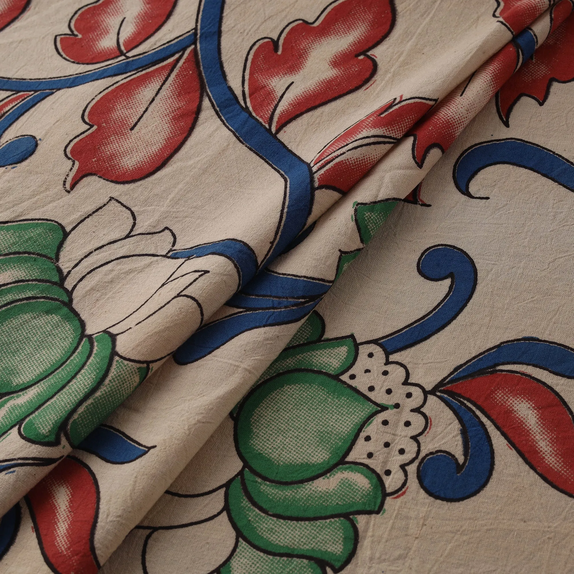 Beige - Kalamkari Printed Cotton Fabric 23 sold by Itokri product image thumbnail 2