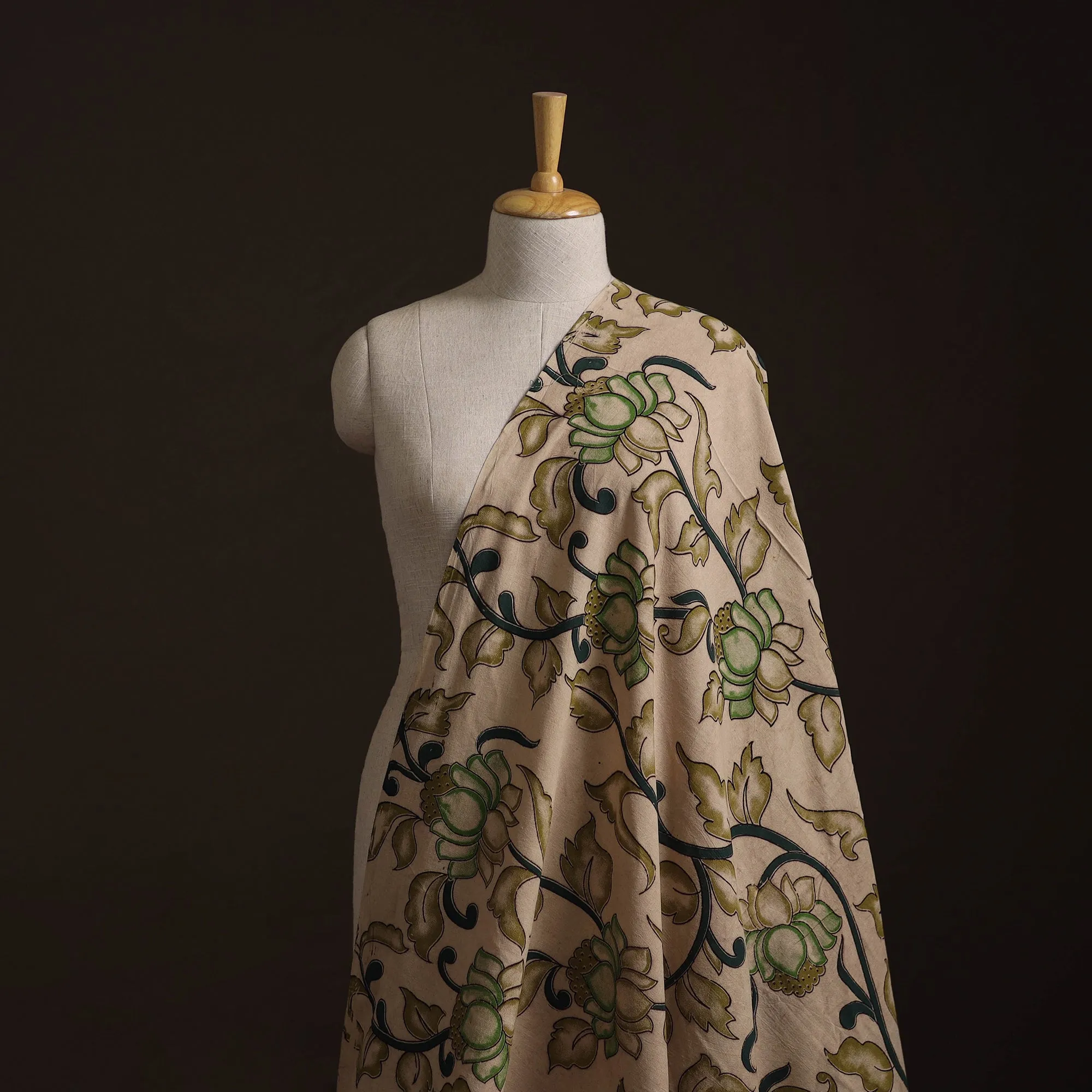 Beige - Kalamkari Printed Cotton Fabric 18 sold by Itokri