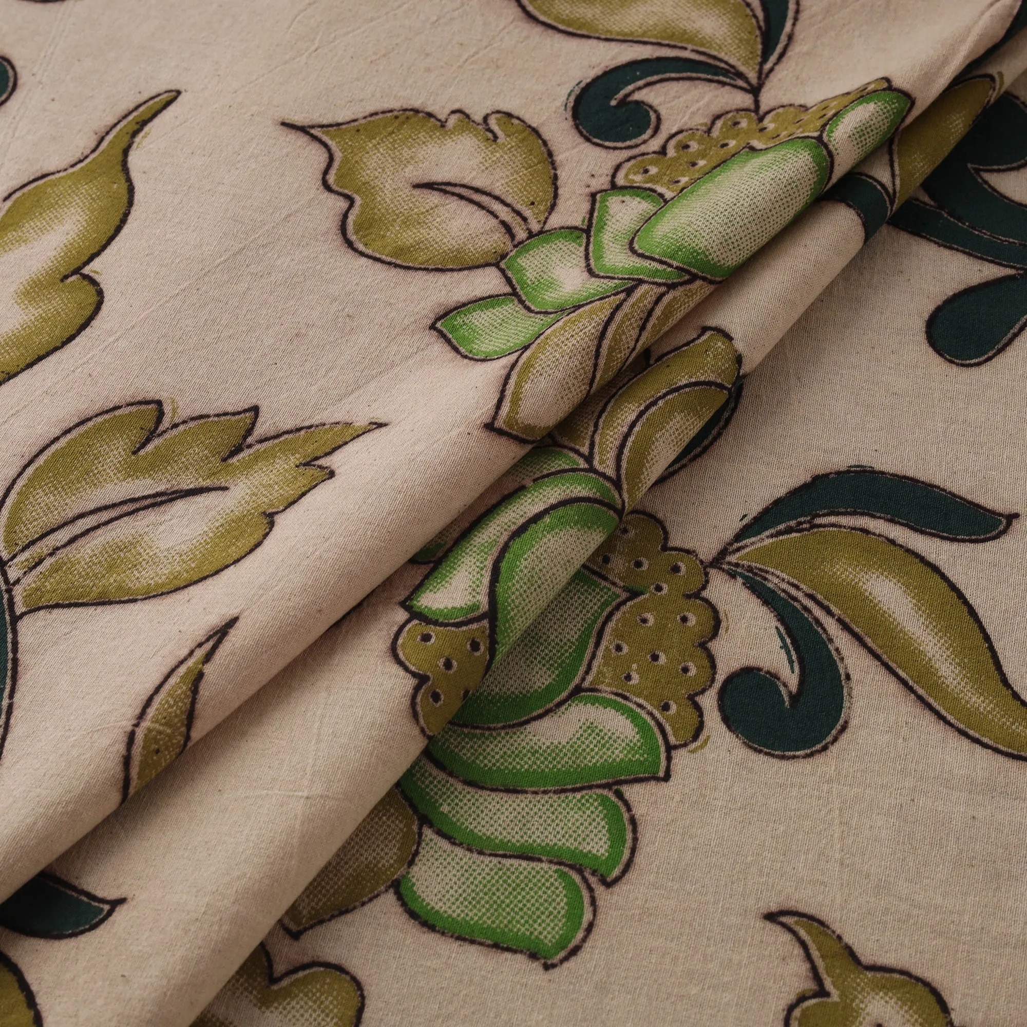 Beige - Kalamkari Printed Cotton Fabric 18 sold by Itokri product image thumbnail 2