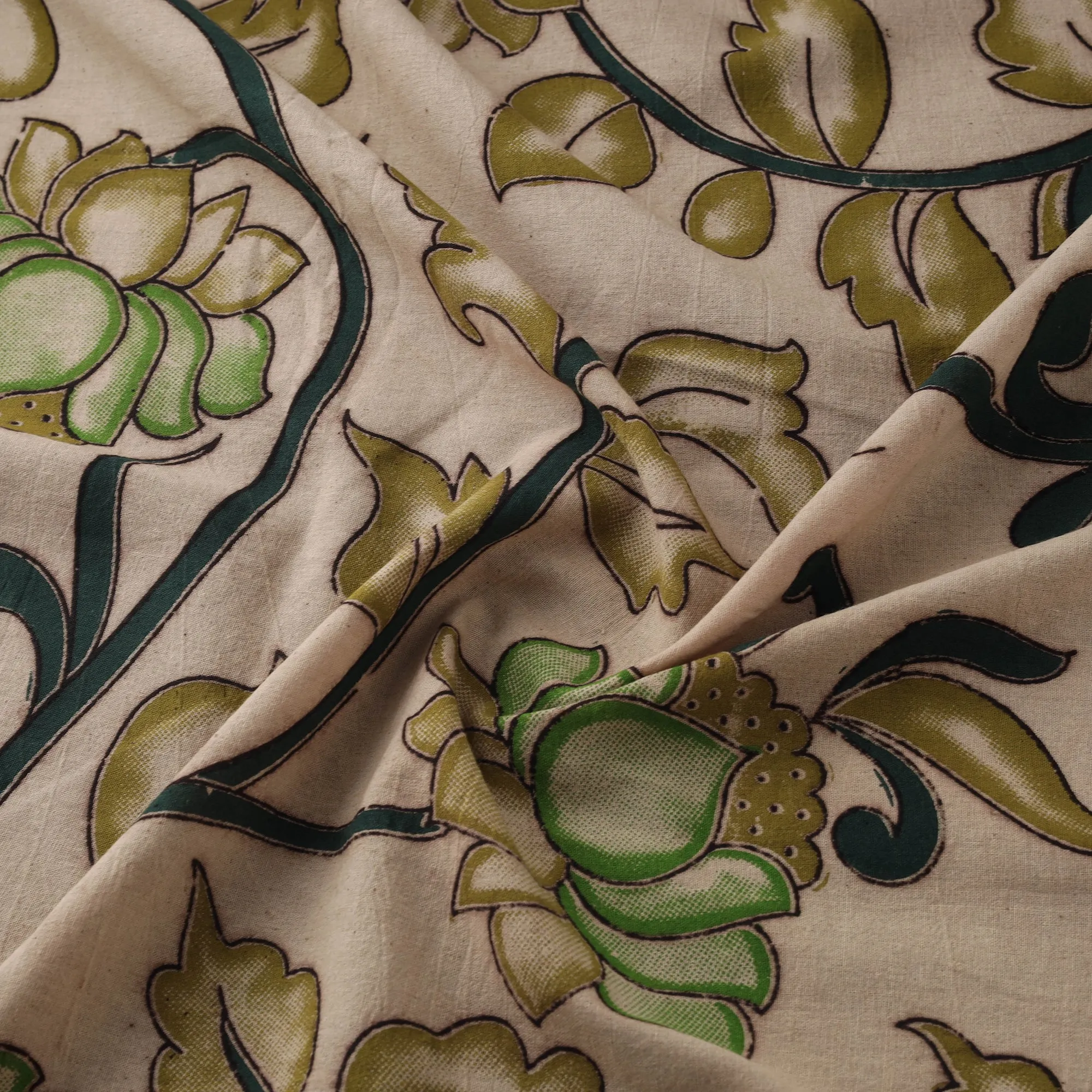 Beige - Kalamkari Printed Cotton Fabric 18 sold by Itokri product image thumbnail 3