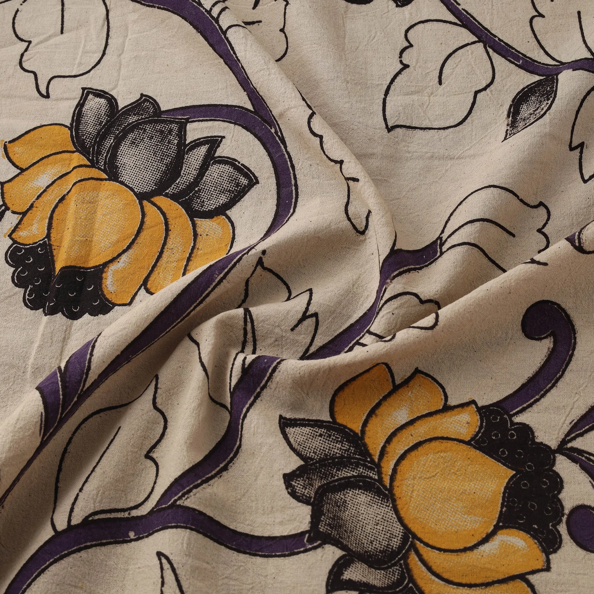 Beige - Kalamkari Printed Cotton Fabric 17 sold by Itokri product image thumbnail 3
