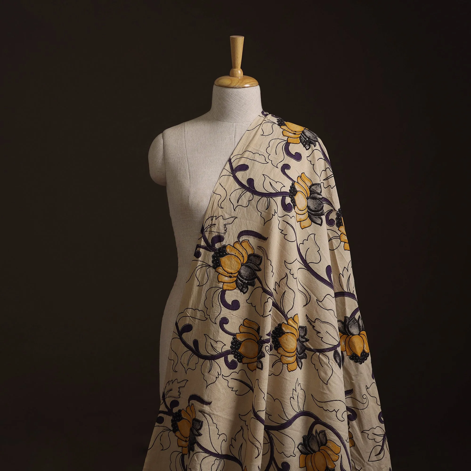 Beige - Kalamkari Printed Cotton Fabric 17 sold by Itokri