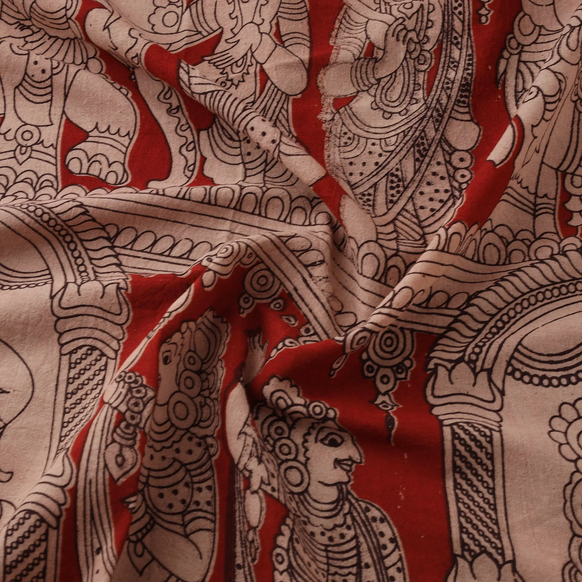 Red - Kalamkari Printed Cotton Fabric 13 sold by Itokri product image thumbnail 3