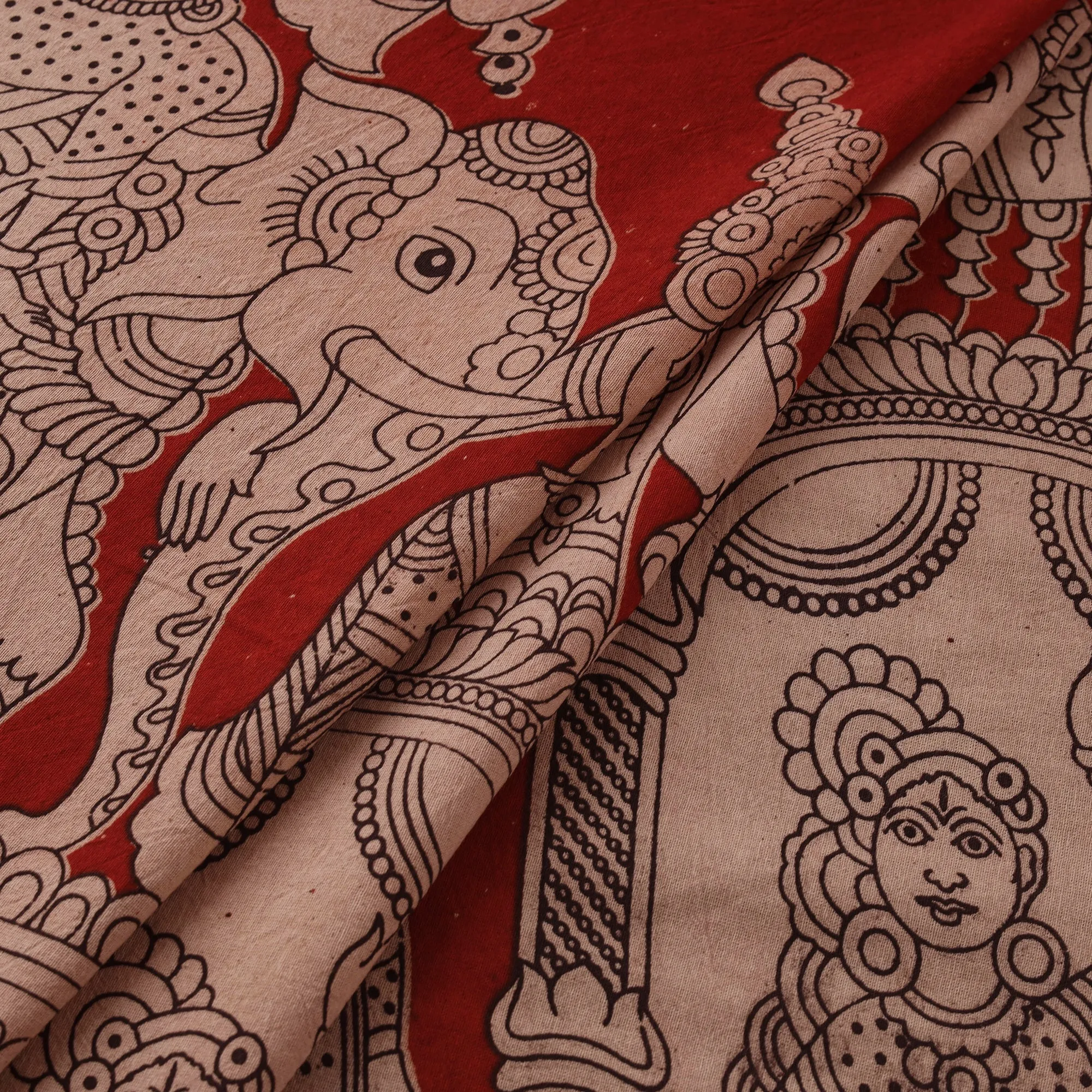 Red - Kalamkari Printed Cotton Fabric 13 sold by Itokri product image thumbnail 2