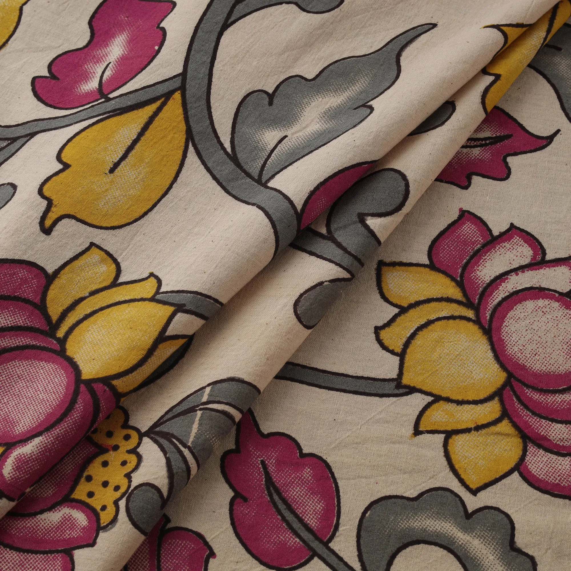 Beige - Kalamkari Printed Cotton Fabric 09 sold by Itokri product image thumbnail 2