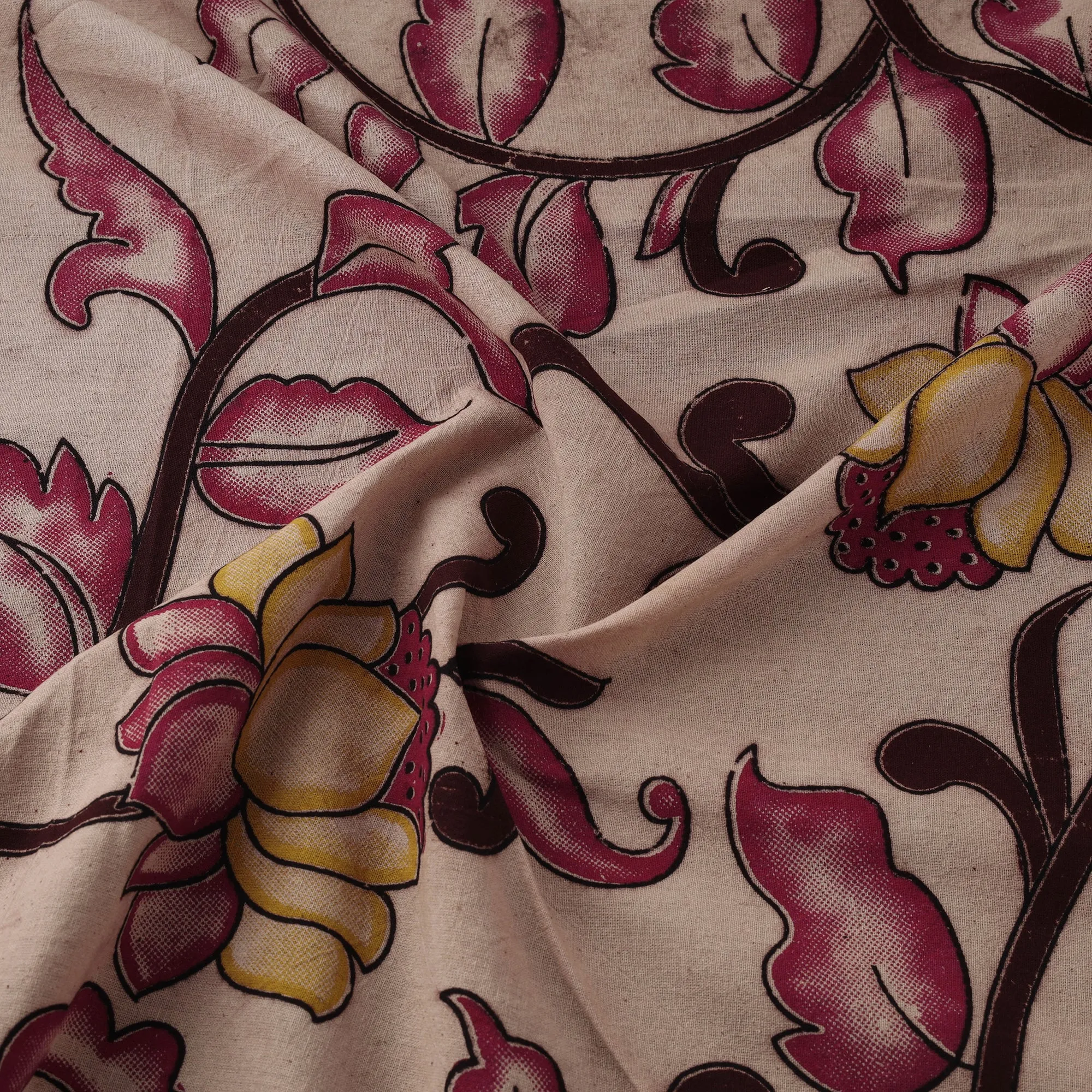 Beige - Kalamkari Printed Cotton Fabric 08 sold by Itokri product image thumbnail 3