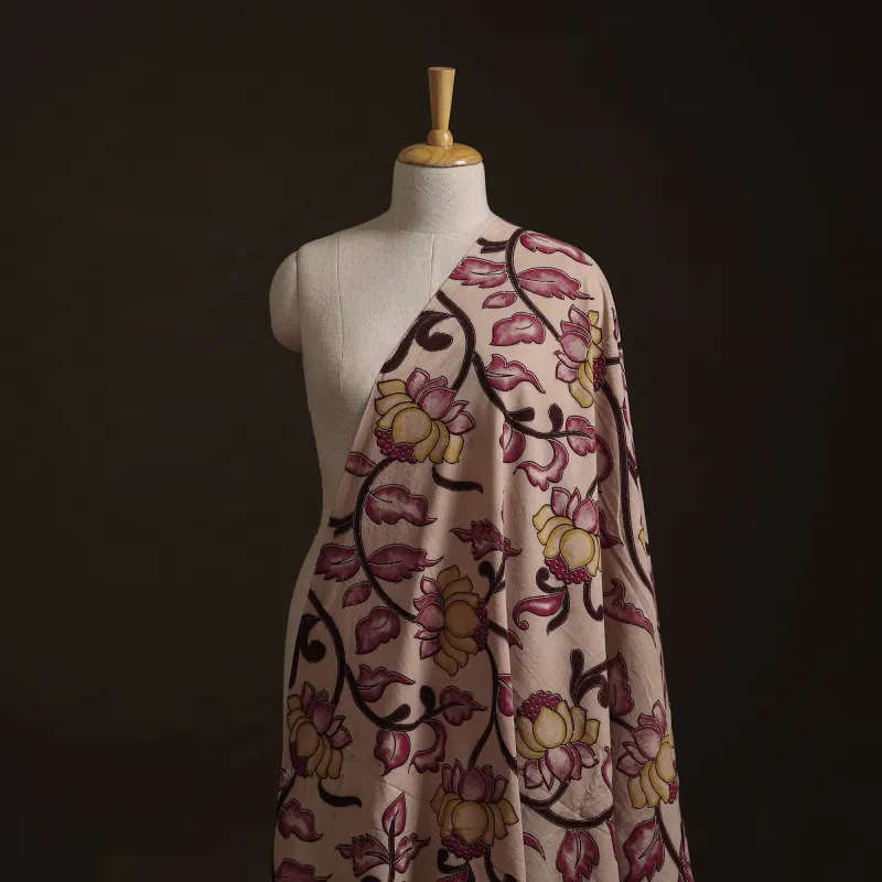Beige - Kalamkari Printed Cotton Fabric 08 made by Itokri