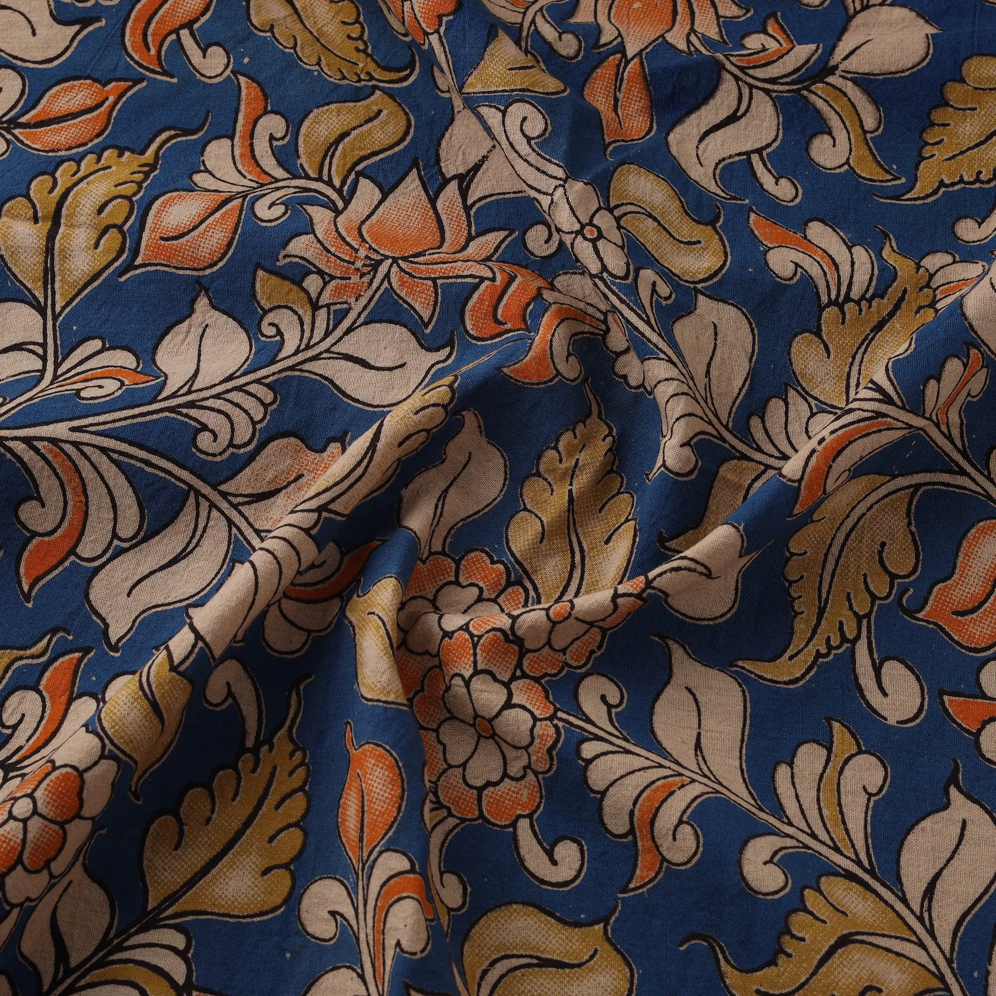 Blue - Kalamkari Printed Cotton Fabric 06 sold by Itokri product image thumbnail 3
