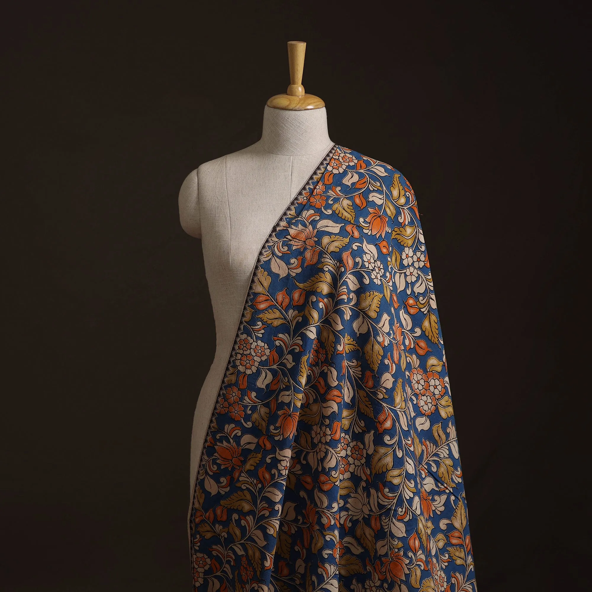 Blue - Kalamkari Printed Cotton Fabric 06 sold by Itokri