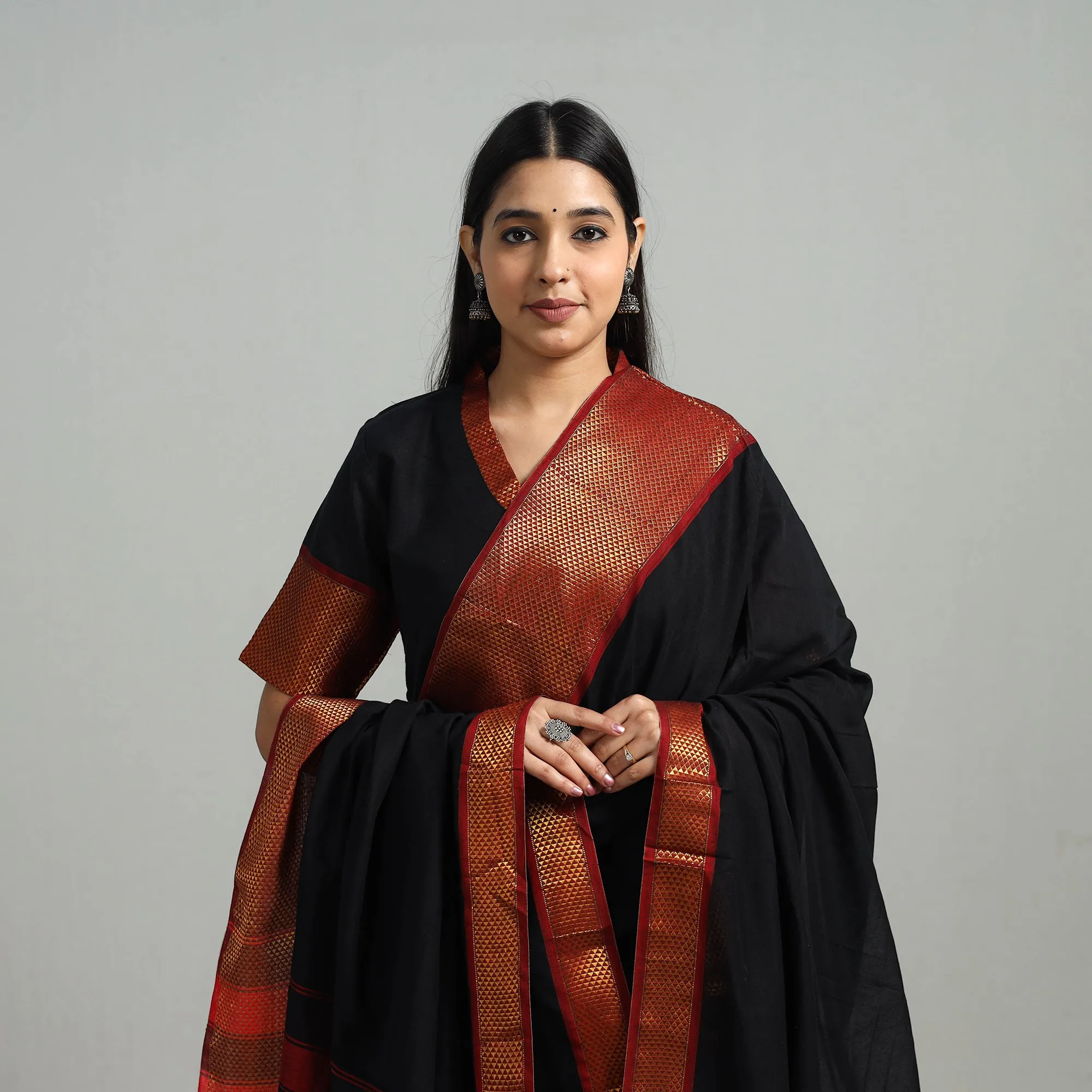 Black - Cotton Dharwad Kurta Set with Palazzo & Dupatta 17 sold by Itokri product image thumbnail 3