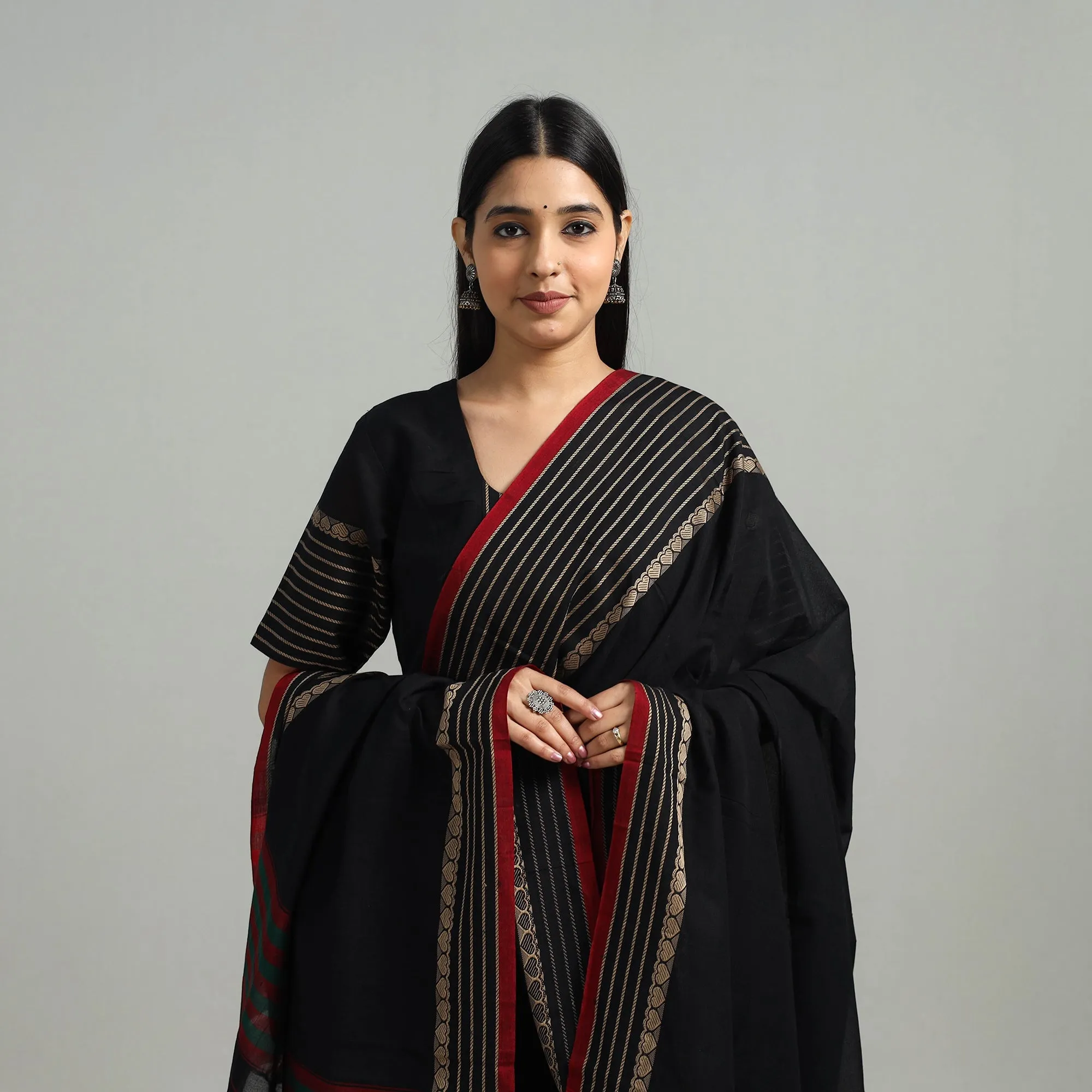 Black - Cotton Dharwad Kurta Set with Palazzo & Dupatta 03 sold by Itokri product image thumbnail 3