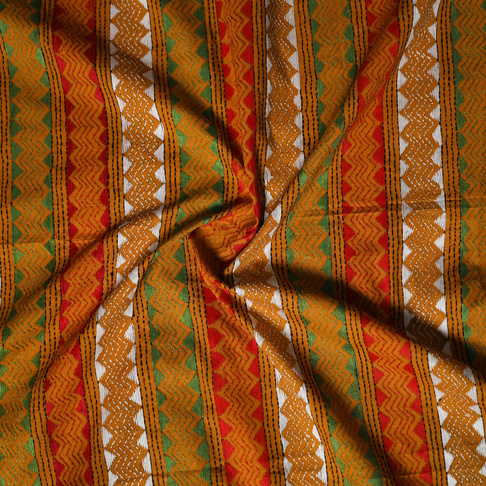 Yellow - Bengal Kantha Hand Embroidered Cotton Blouse Piece 15 sold by Itokri product image thumbnail 2