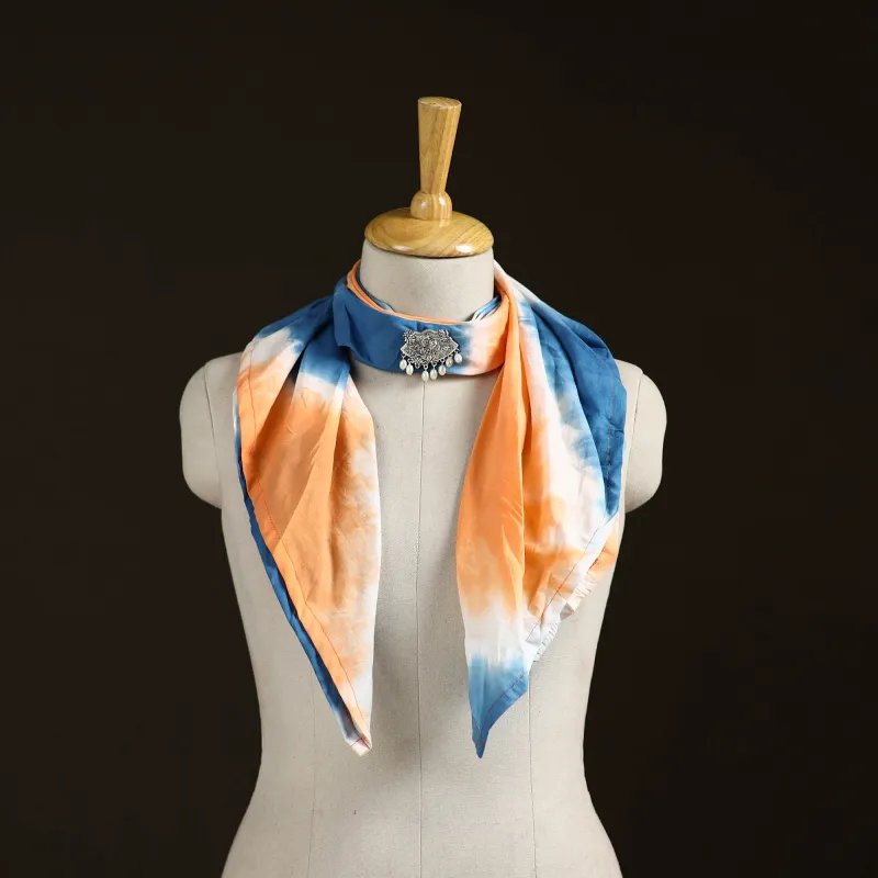 Multicolor - Shibori Tie-Dye Cotton Brooch Scarf 20 made by Itokri