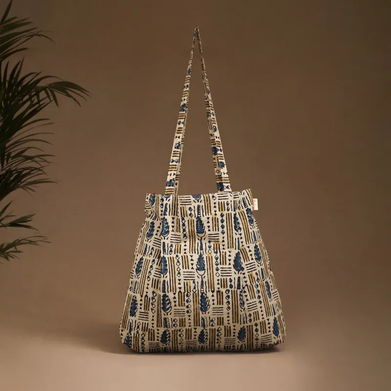 Beige - Handcrafted Fabric Jhola Bag 05 made by Itokri