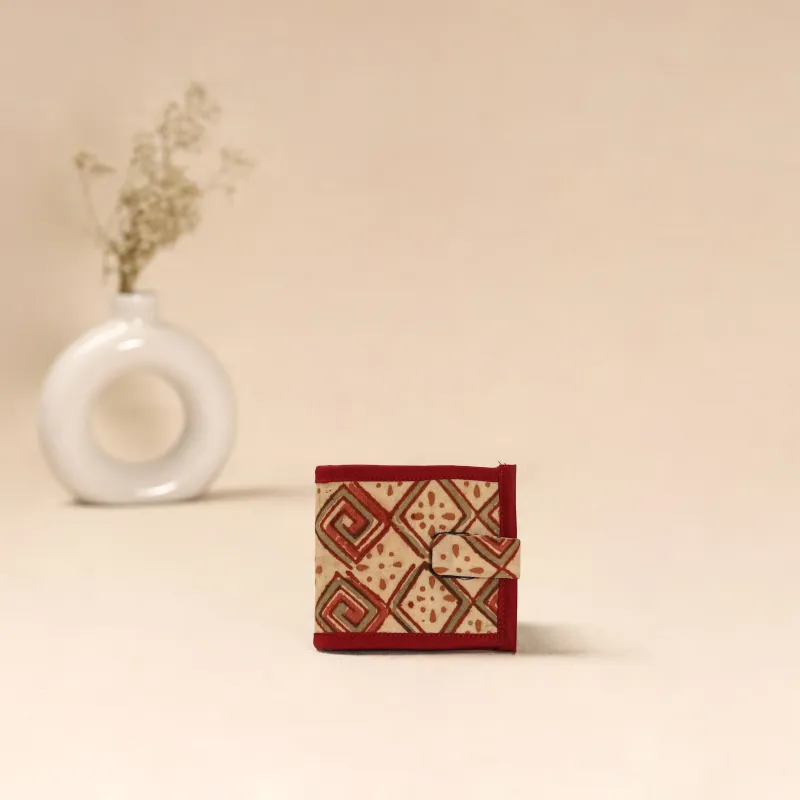 Beige - Handcrafted Wallet for Men in Kalamkari Block Printing 04 made by Itokri