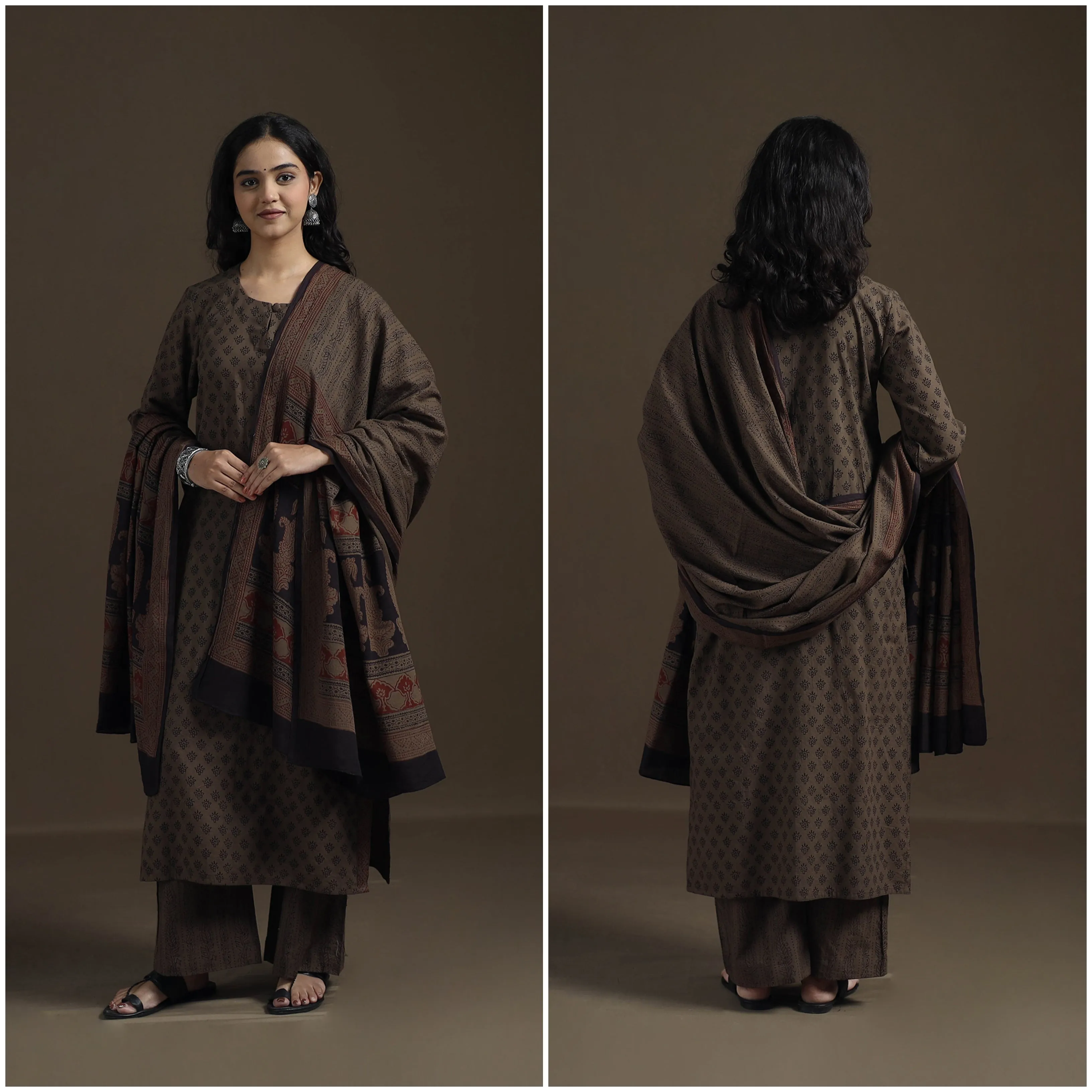 Natural Dyed Hand Block Bagh Print Cotton Suit Set with Dupatta for Women 27 sold by Itokri product image thumbnail 3