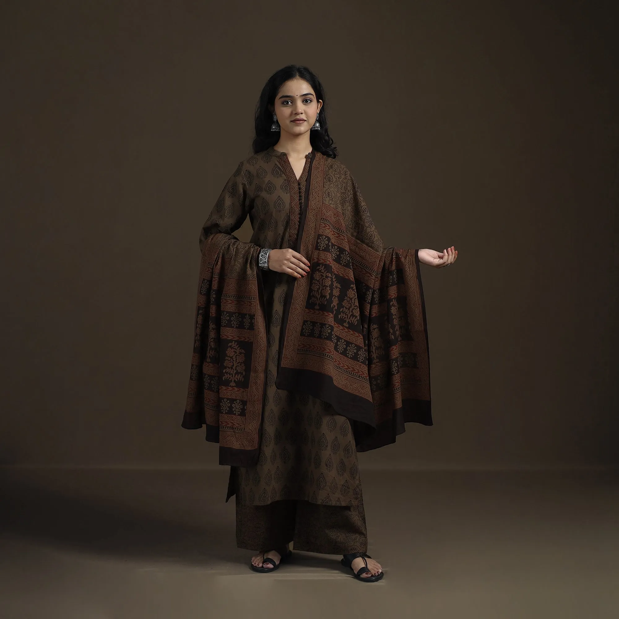 Natural Dyed Hand Block Bagh Print Cotton Suit Set with Dupatta for Women 23 sold by Itokri