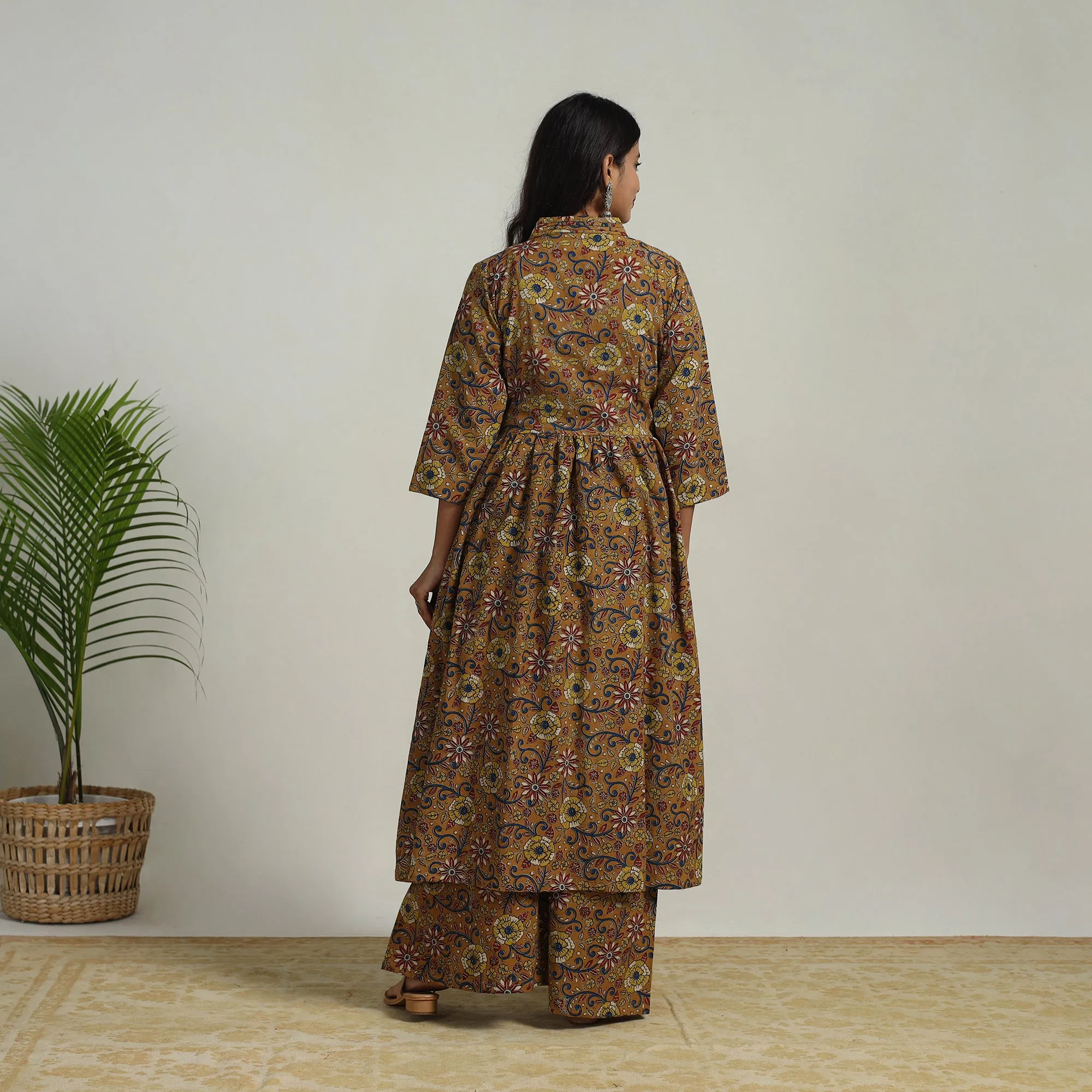 Brown - Flared Cotton Block Print Kalamkari Kurta Set 08 sold by Itokri product image thumbnail 5