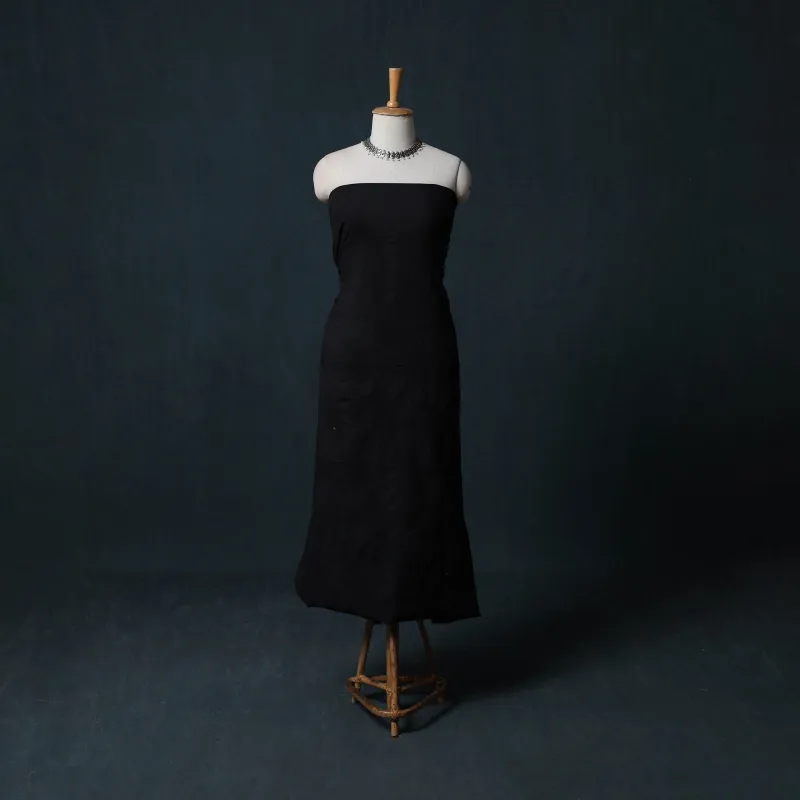 Black - Hand Embroidered Mul Cotton Chikankari Unstitched Kurta Material (2M) 18 made by Itokri