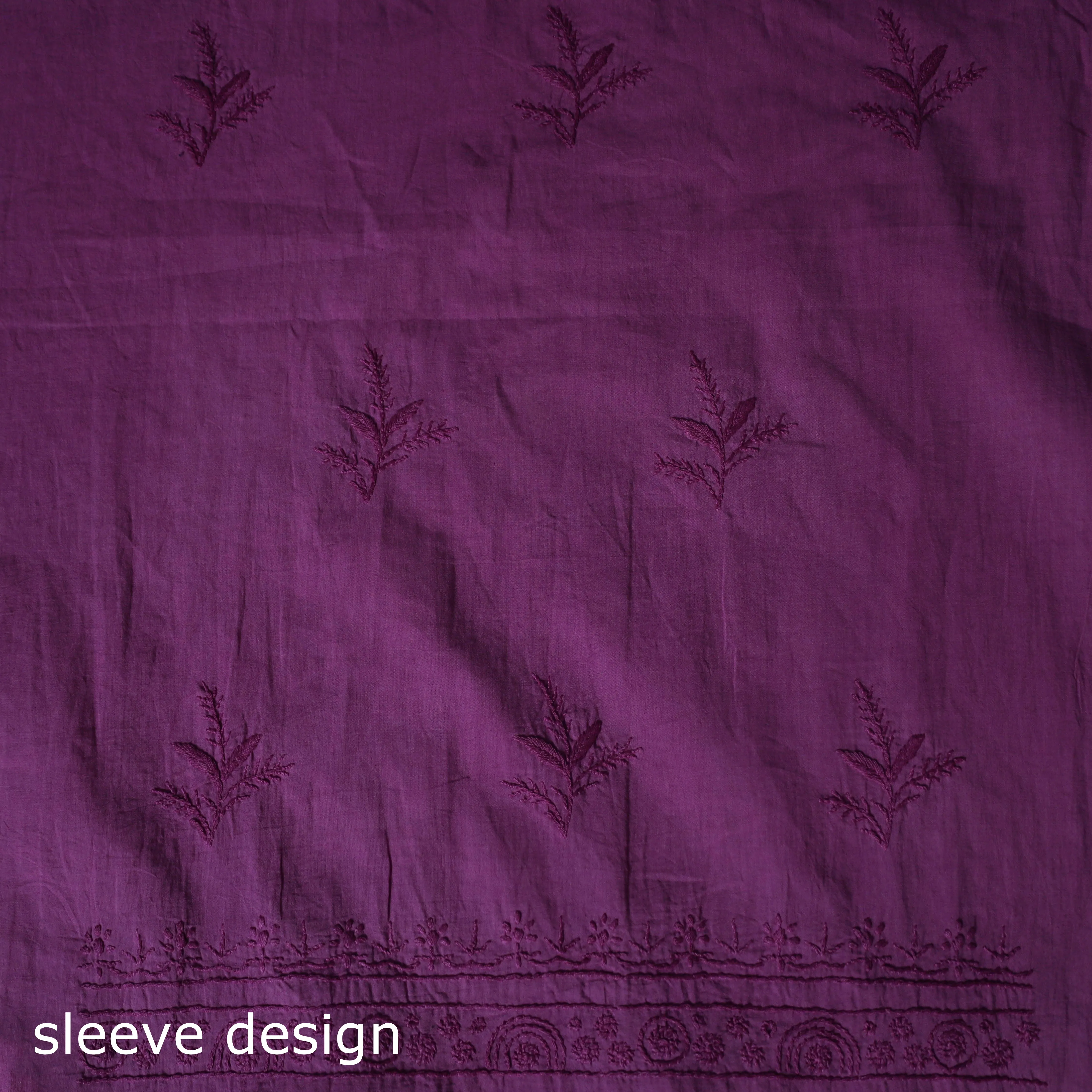 Purple - Hand Embroidered Mul Cotton Chikankari Unstitched Kurta Material (2.8M) 01 sold by Itokri product image thumbnail 4