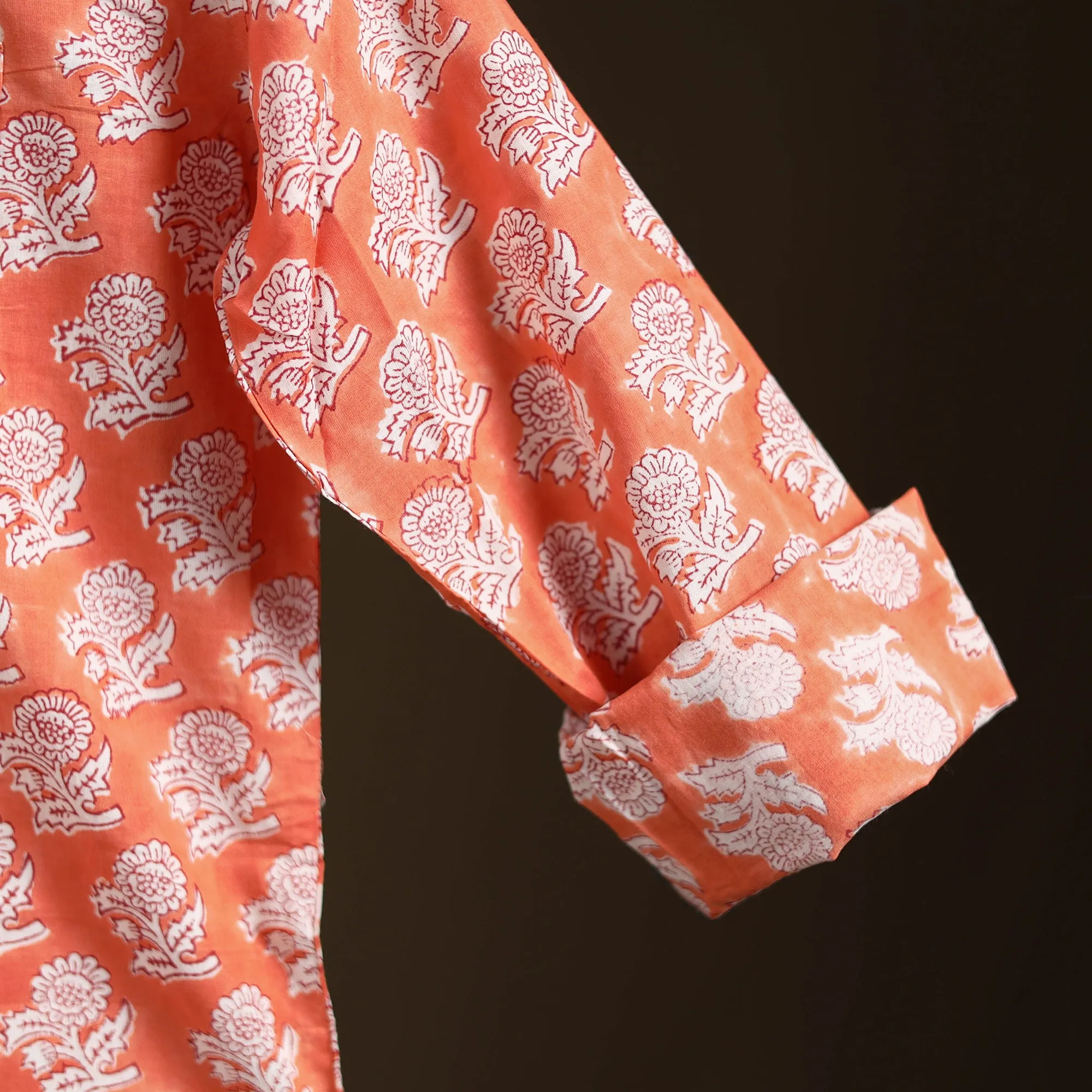 Orange - Sanganeri Hand Block Print Cotton Short Men Kurta 07 sold by Itokri product image thumbnail 4