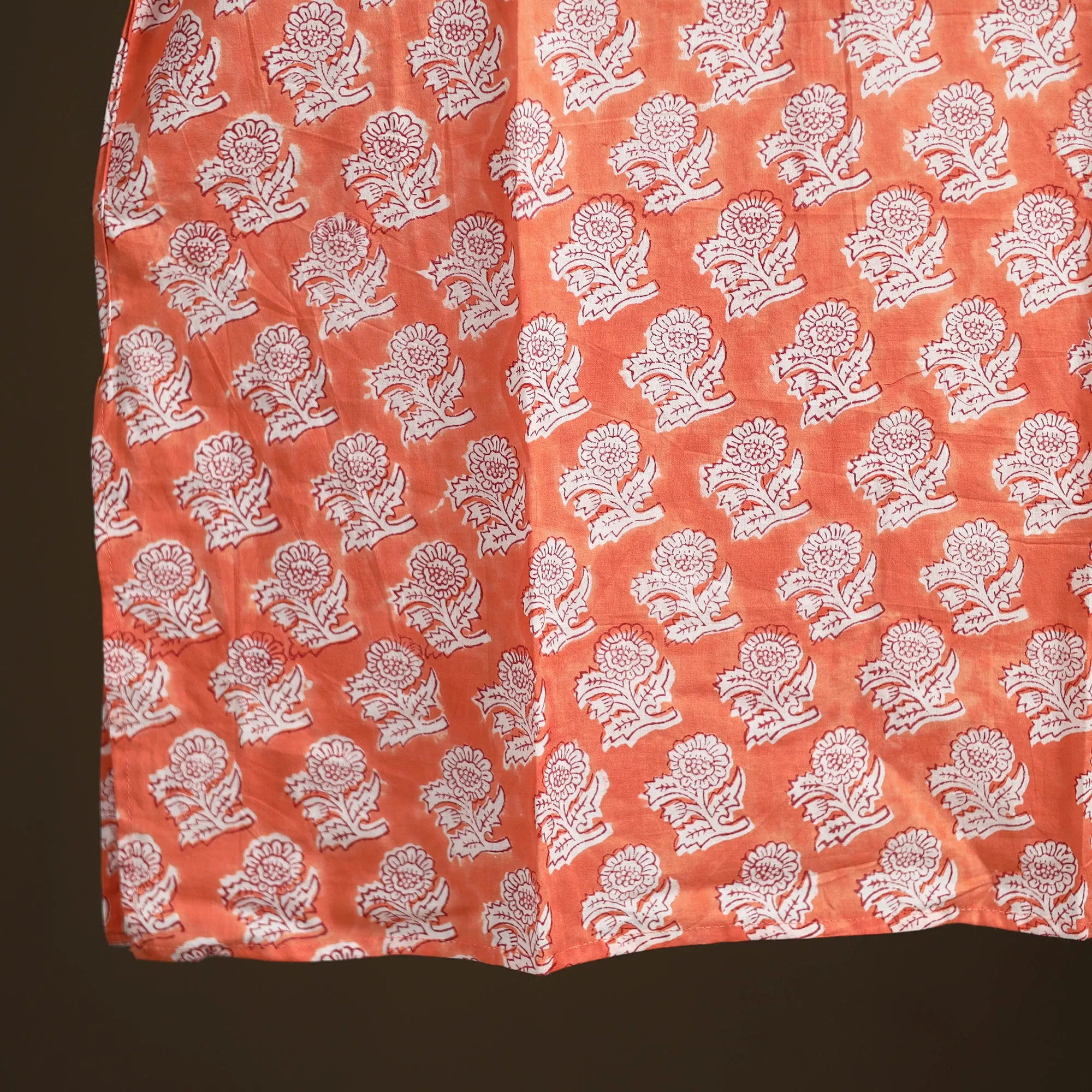 Orange - Sanganeri Hand Block Print Cotton Short Men Kurta 07 sold by Itokri product image thumbnail 5