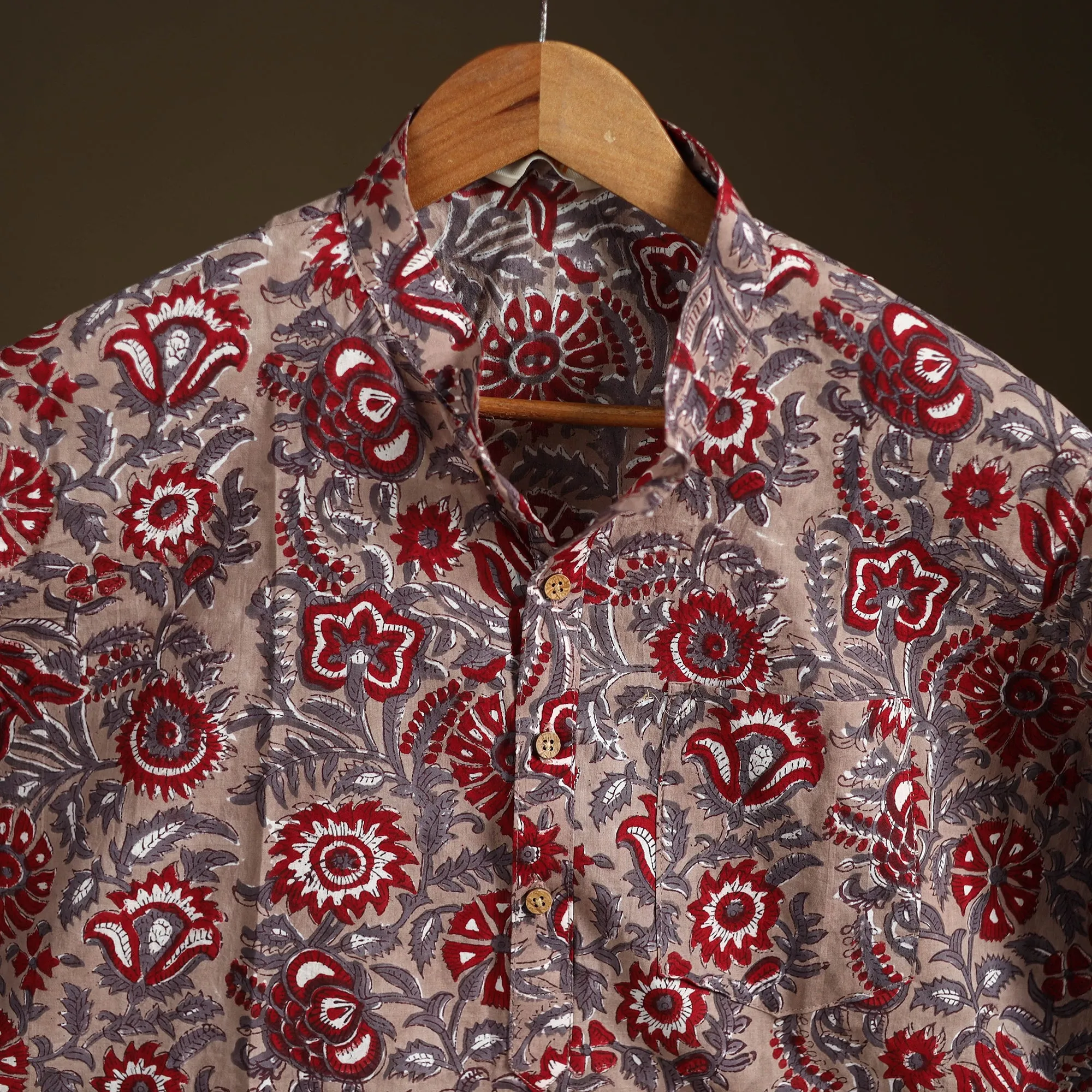 Brown - Sanganeri Hand Block Print Cotton Short Men Kurta 03 sold by Itokri product image thumbnail 3