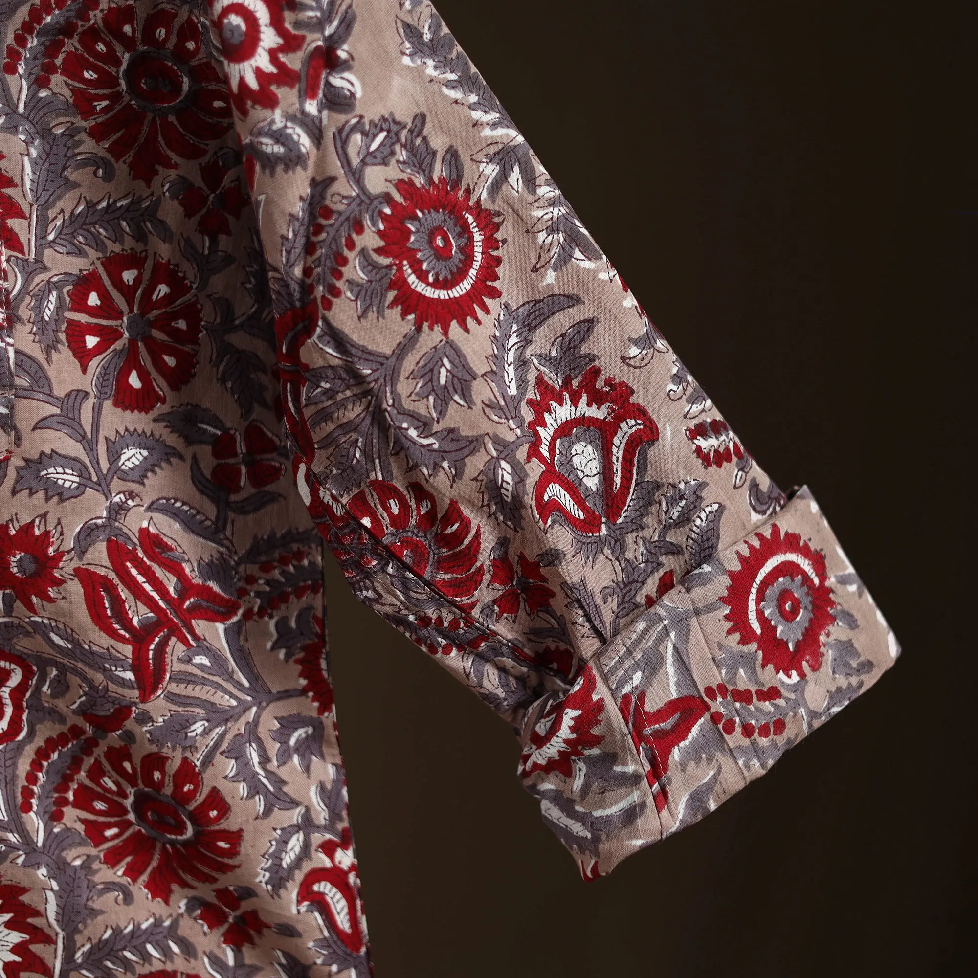 Brown - Sanganeri Hand Block Print Cotton Short Men Kurta 03 sold by Itokri product image thumbnail 4