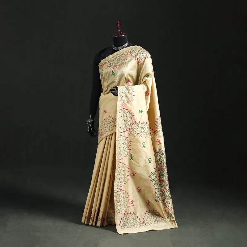 Hand Embroidered Silk Saree 07 made by Itokri