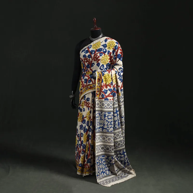 Multicolor - Kalamkari Printed Cotton Saree 80 made by Itokri