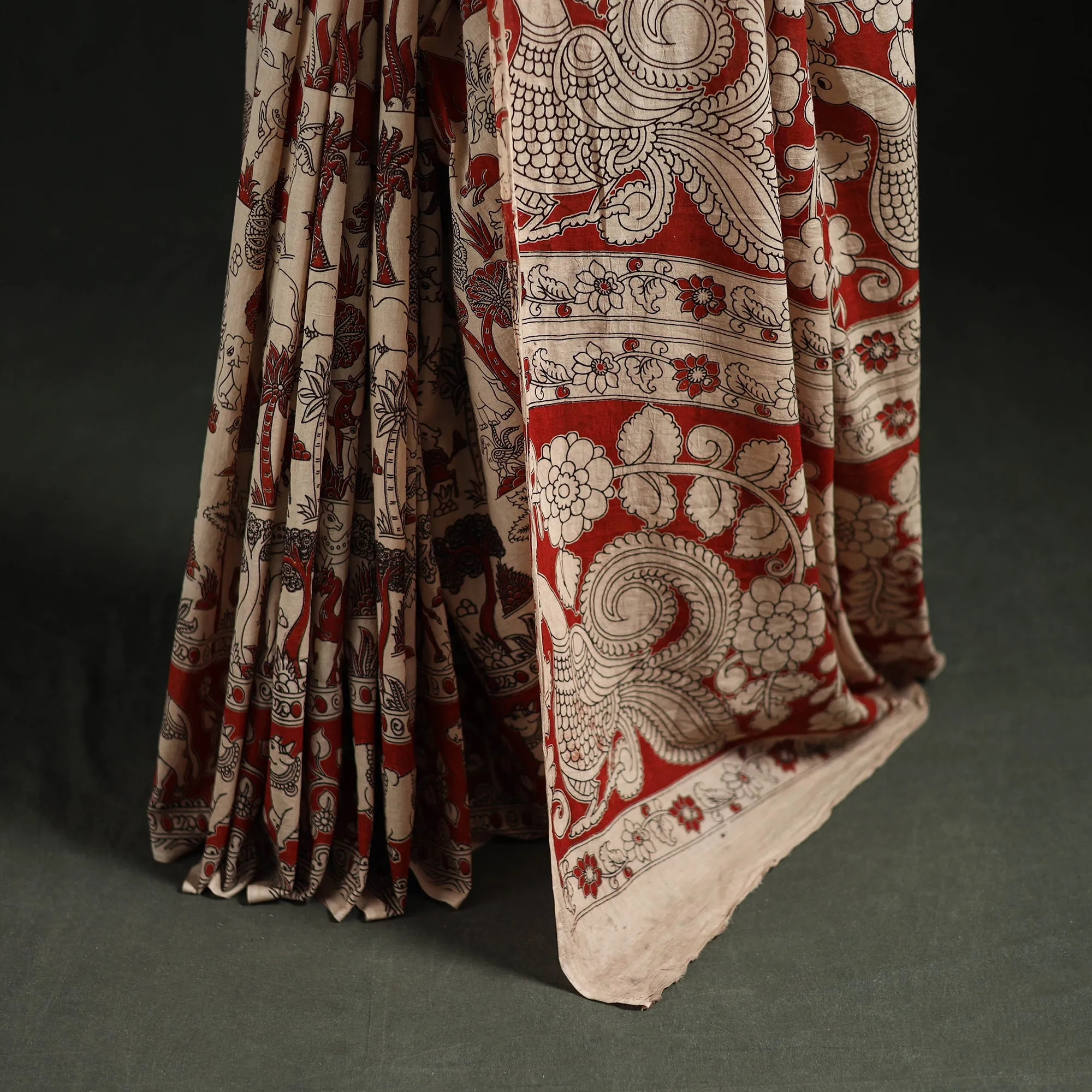 Beige - Kalamkari Printed Cotton Saree 66 sold by Itokri product image thumbnail 4