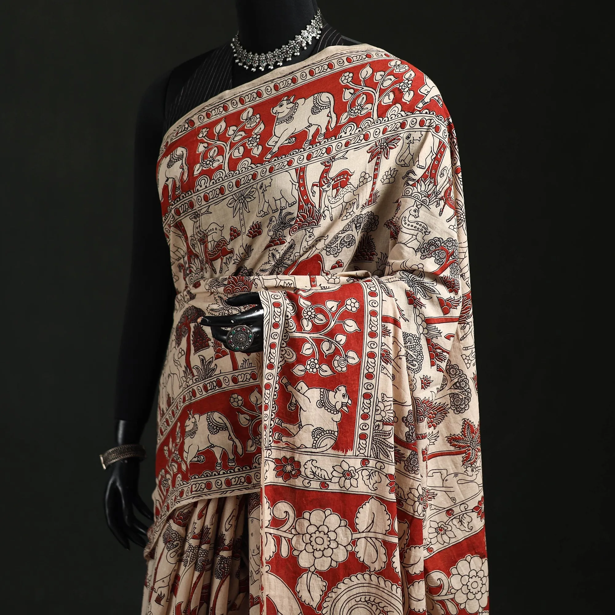 Beige - Kalamkari Printed Cotton Saree 66 sold by Itokri product image thumbnail 2