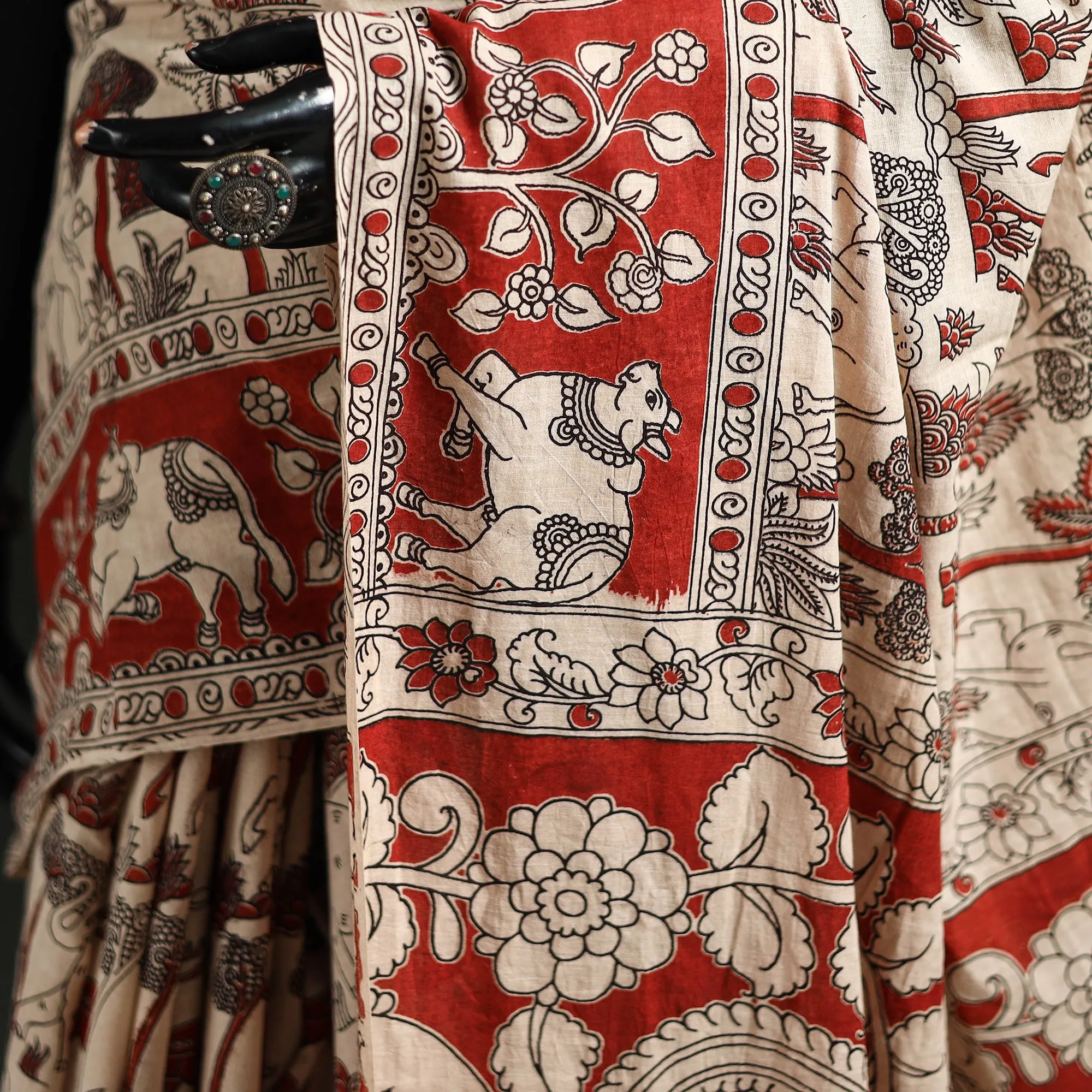 Beige - Kalamkari Printed Cotton Saree 66 sold by Itokri product image thumbnail 3
