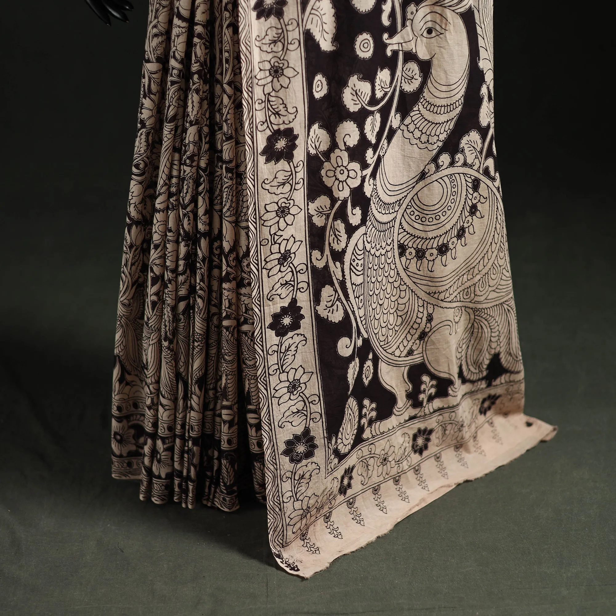 Beige - Kalamkari Printed Cotton Saree 49 sold by Itokri product image thumbnail 4